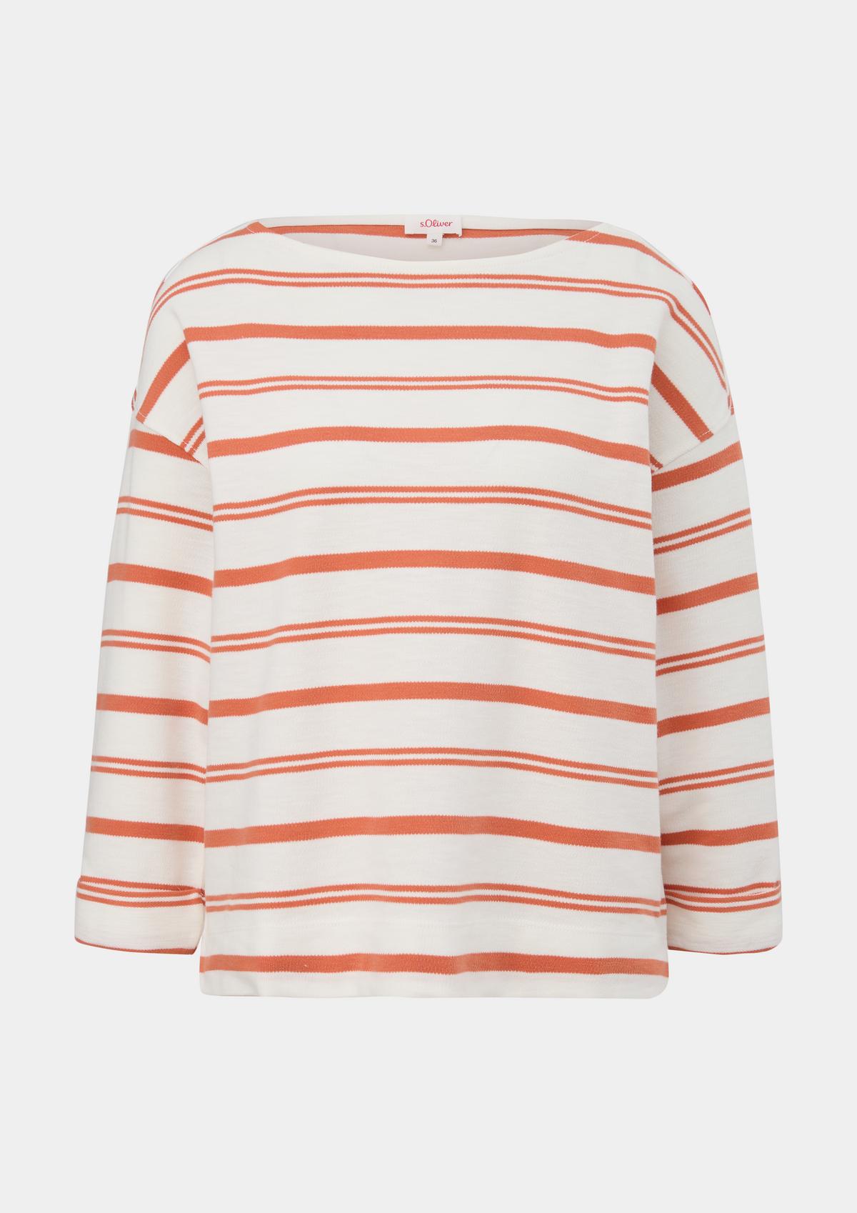 Cotton top with a stripe pattern - papaya