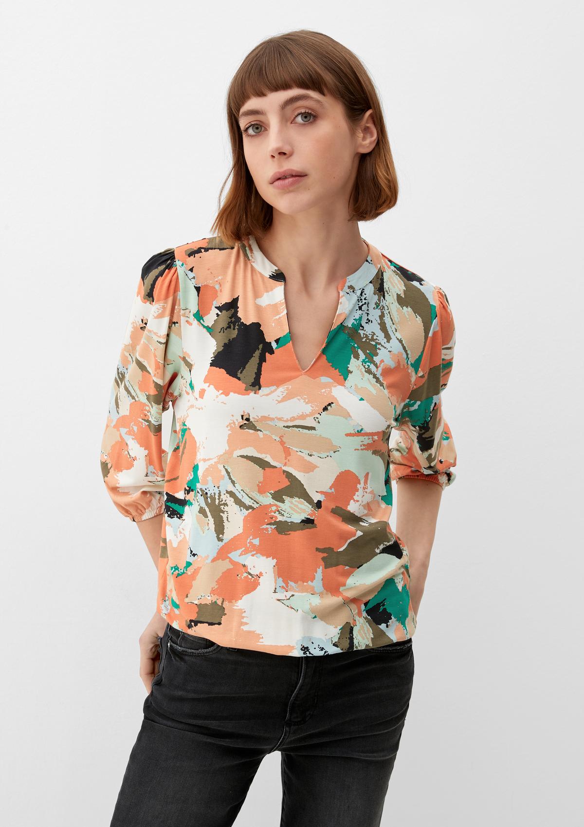 s.Oliver T-shirt with a notch neckline