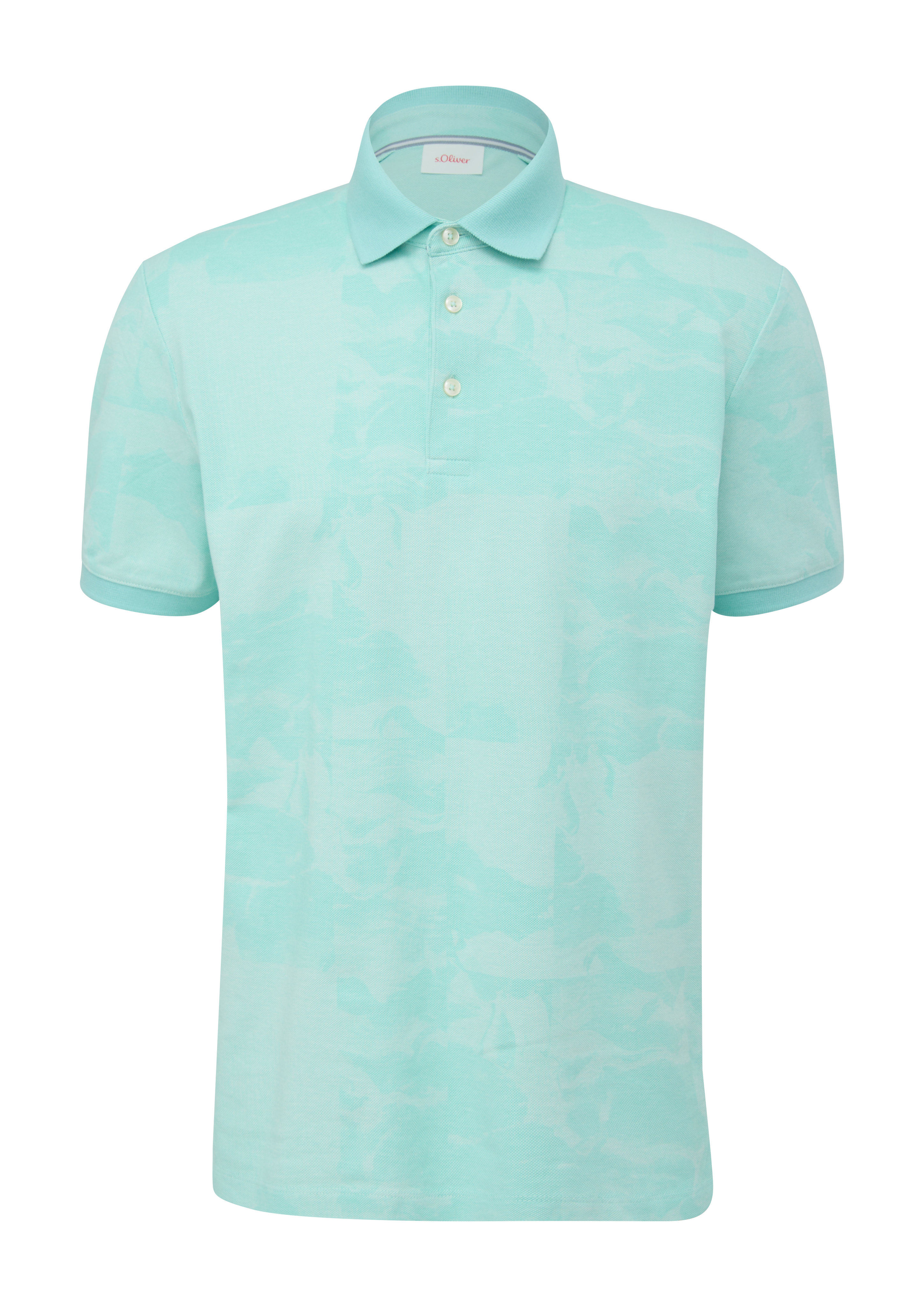 s.Oliver - Poloshirt mit Allover-Print, Herren, türkis