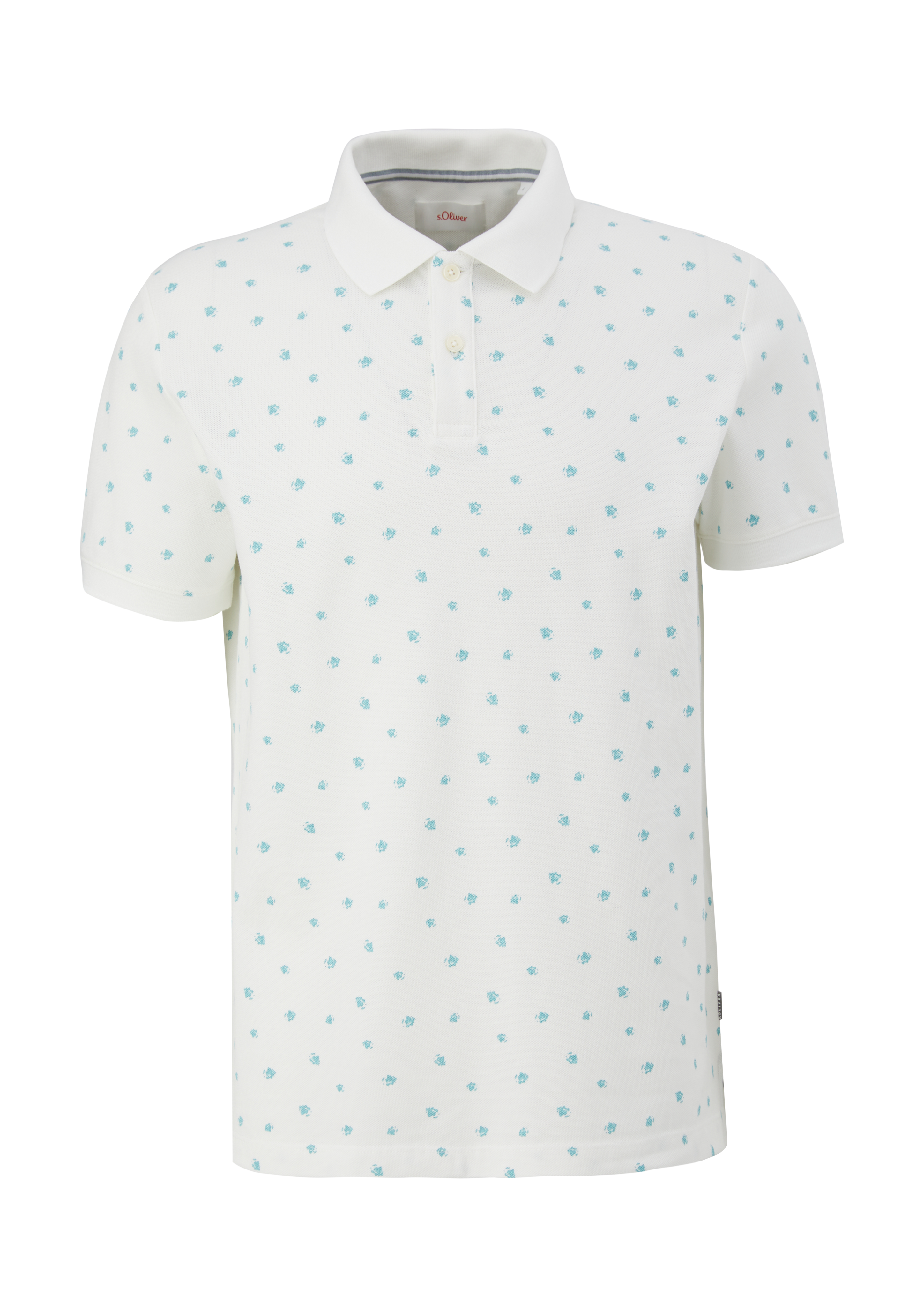 s.Oliver - Poloshirt mit Allover-Print, Herren, weiß