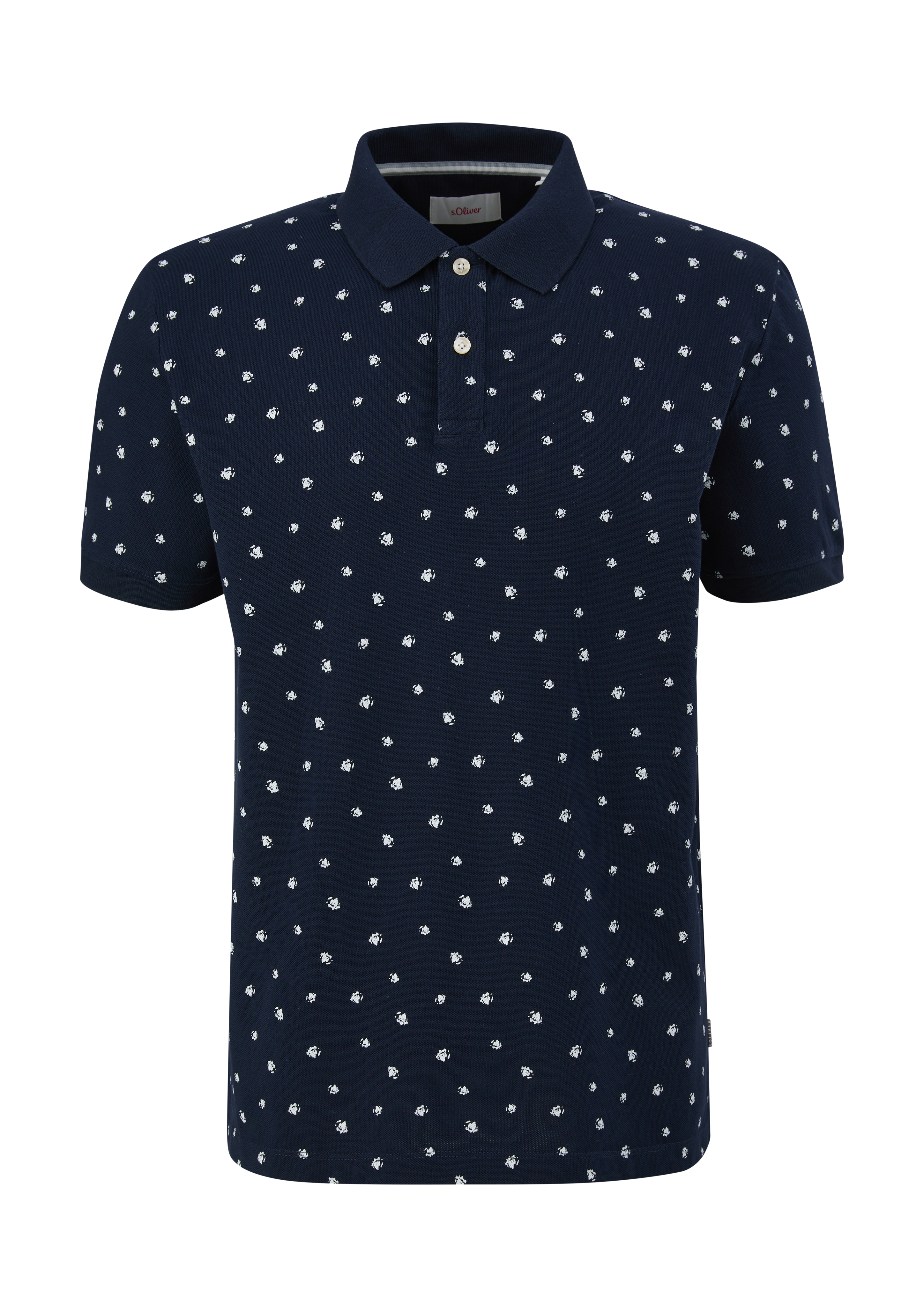 s.Oliver - Poloshirt mit Allover-Print, Herren, blau