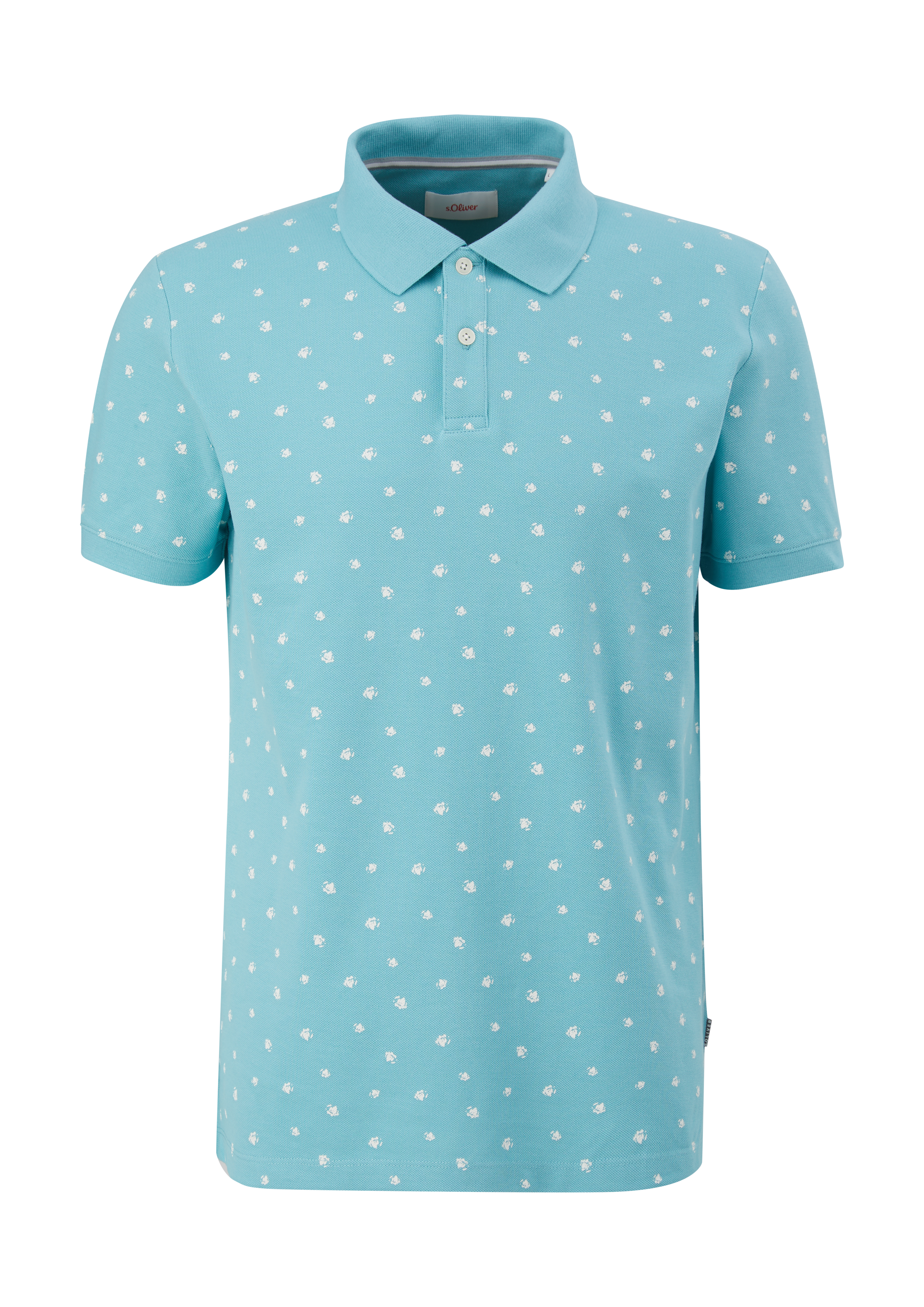 s.Oliver - Poloshirt mit Allover-Print, Herren, türkis