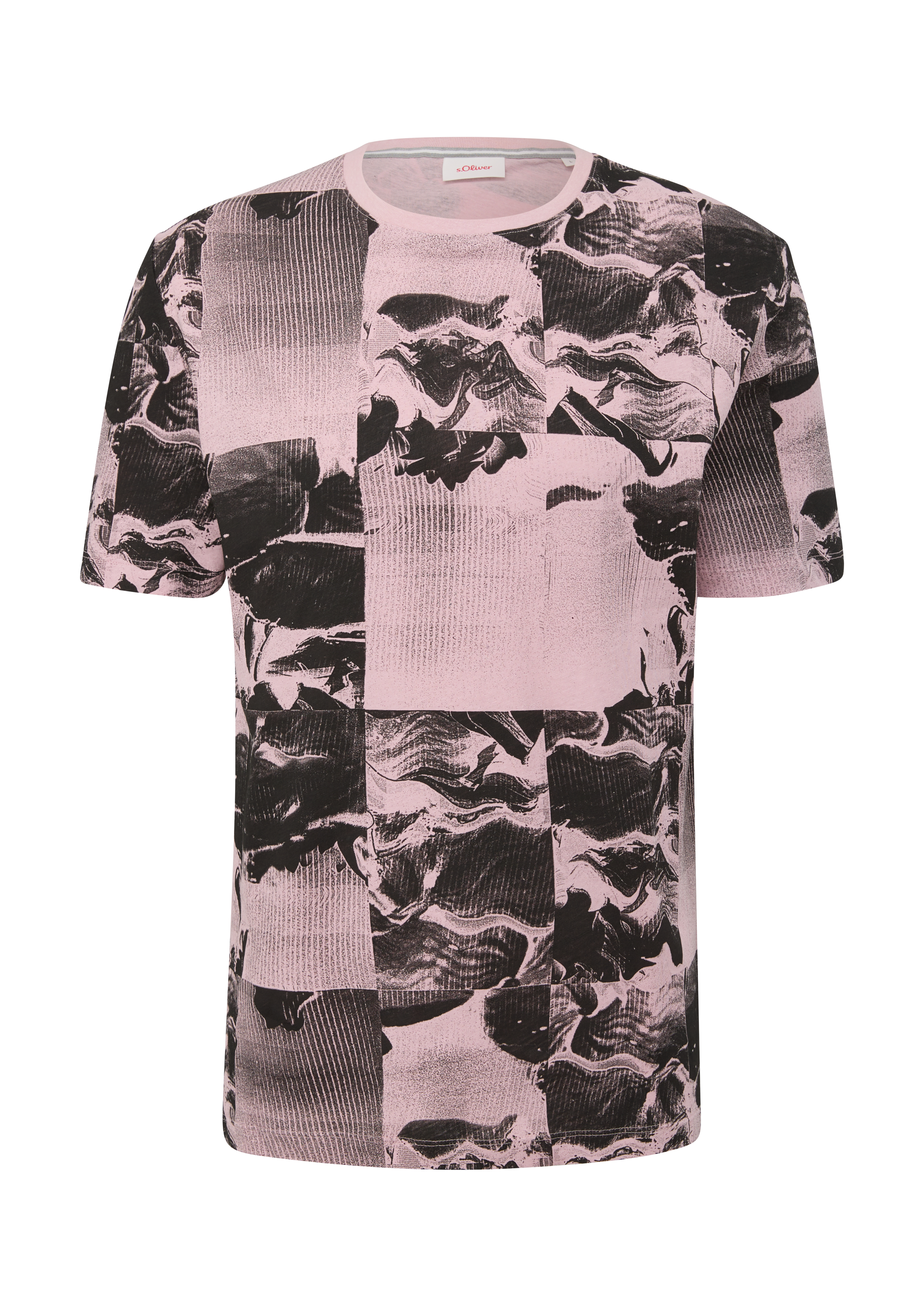 s.Oliver - T-Shirt mit Alloverprint, Herren, Rosa