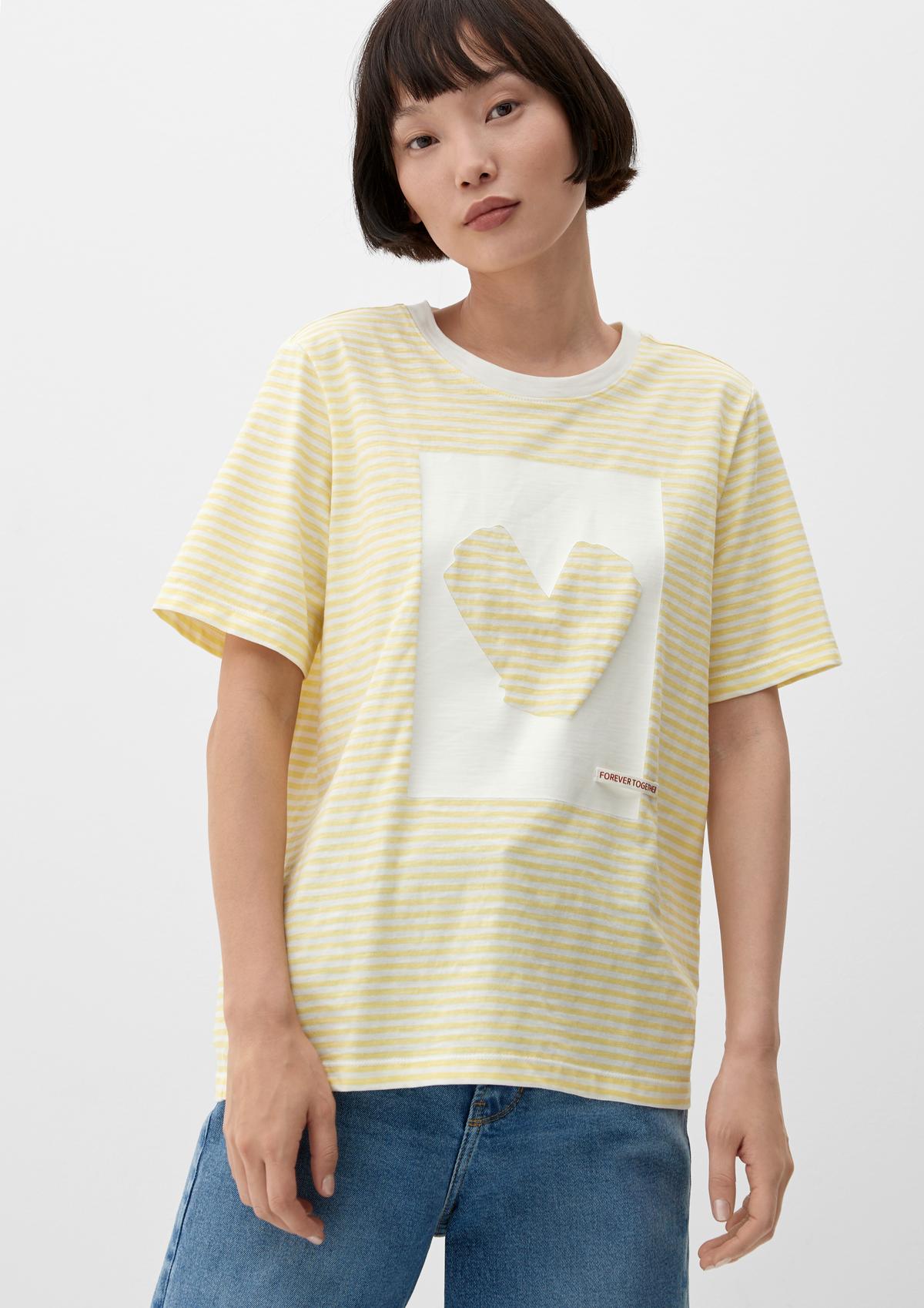 Striped top with front ecru - print