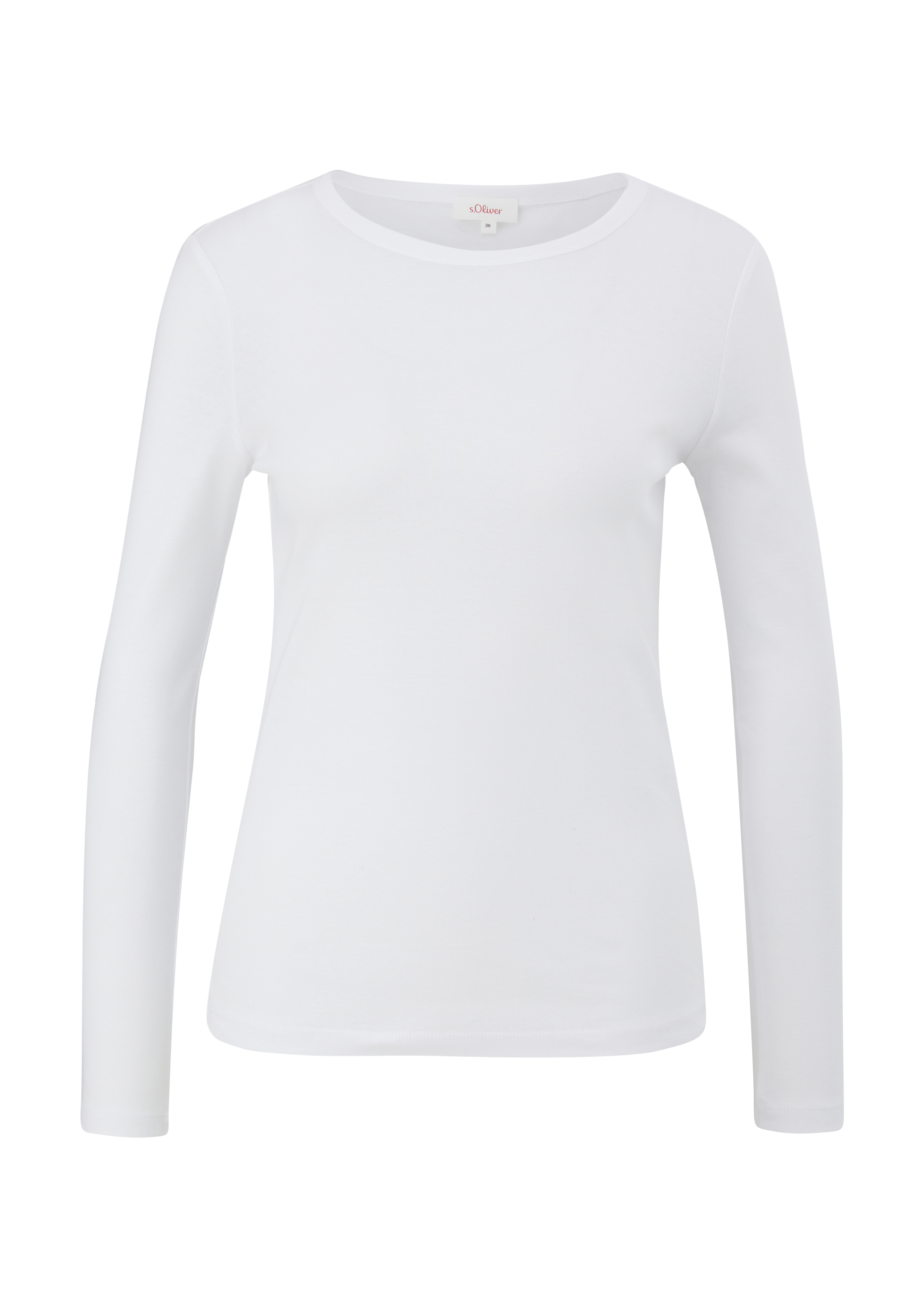 s.Oliver - Longsleeve mit Rippstruktur, Damen, weiß