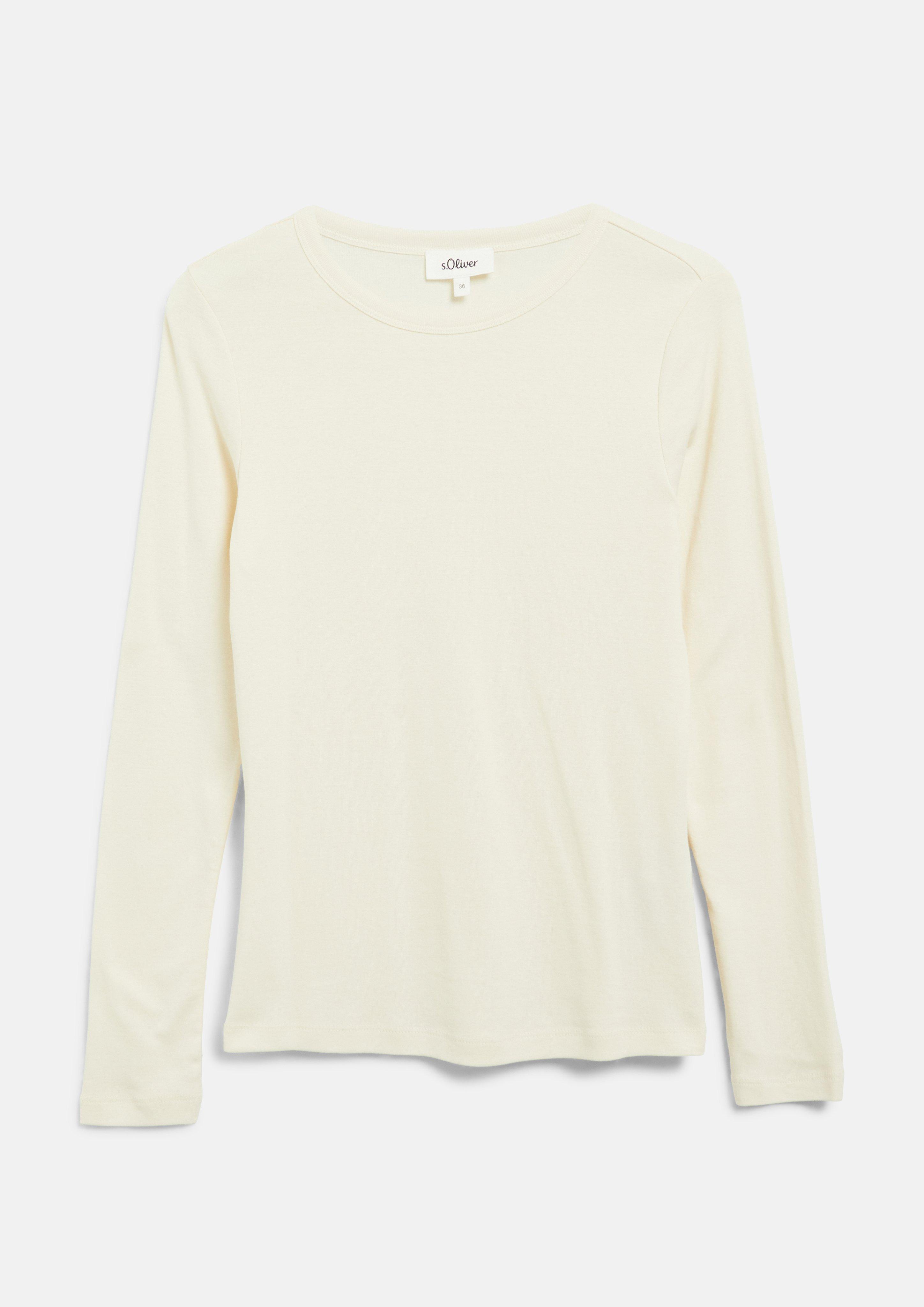 Longsleeve im Slim Fit in Farbe creme von s.Oliver