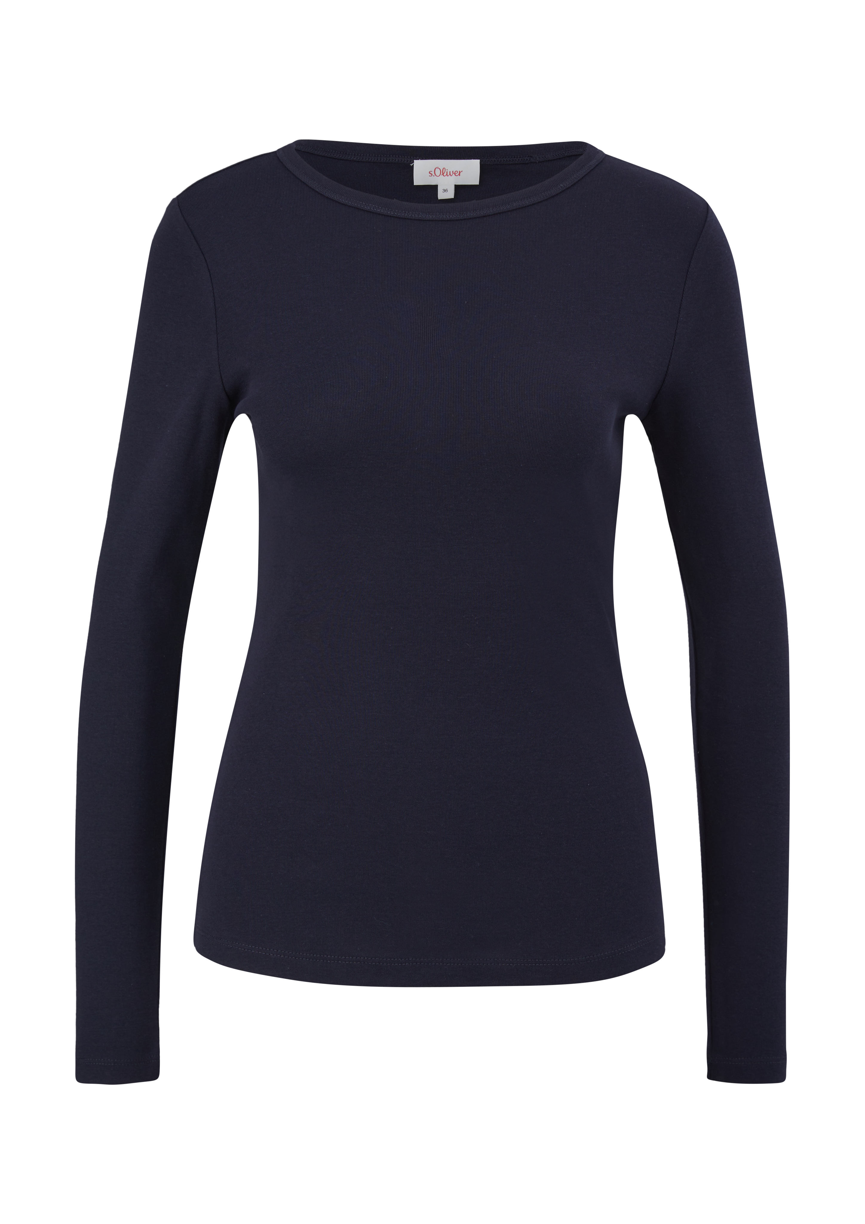 s.Oliver - Longsleeve mit Rippstruktur, Damen, blau