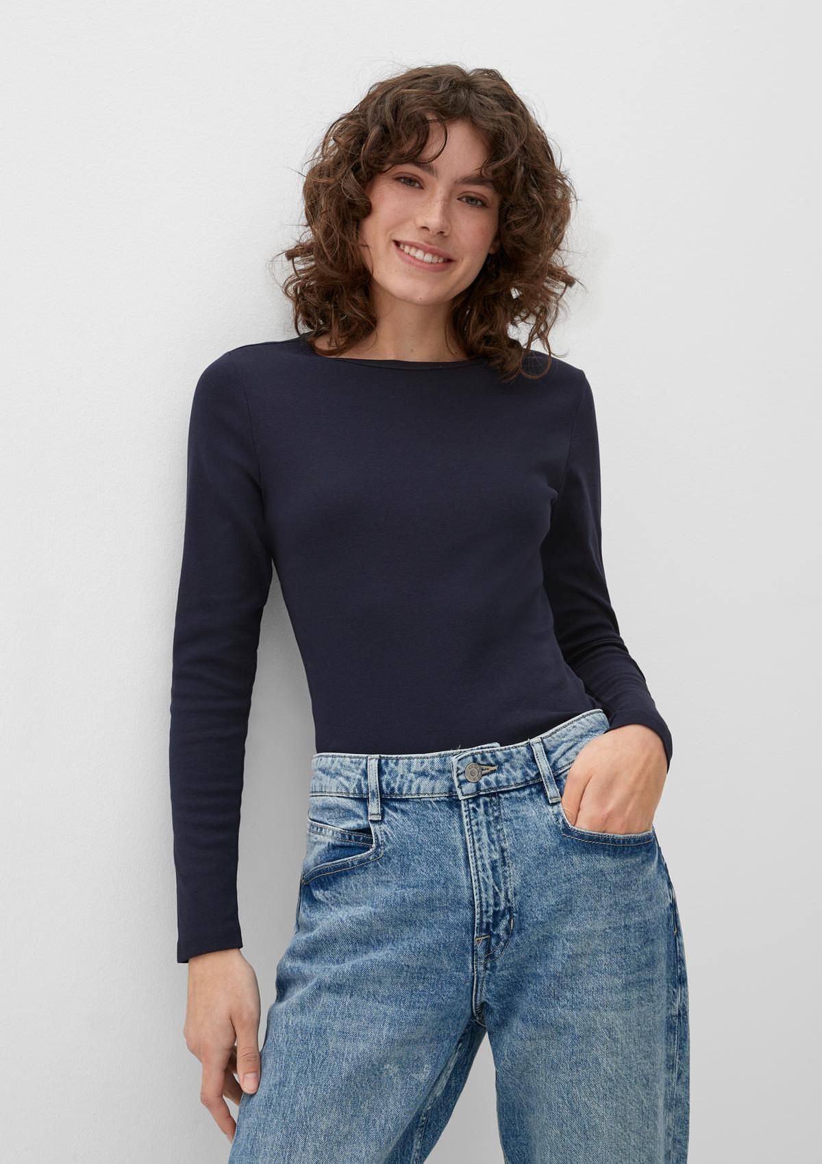 Long sleeve top with texture ribbed a - white