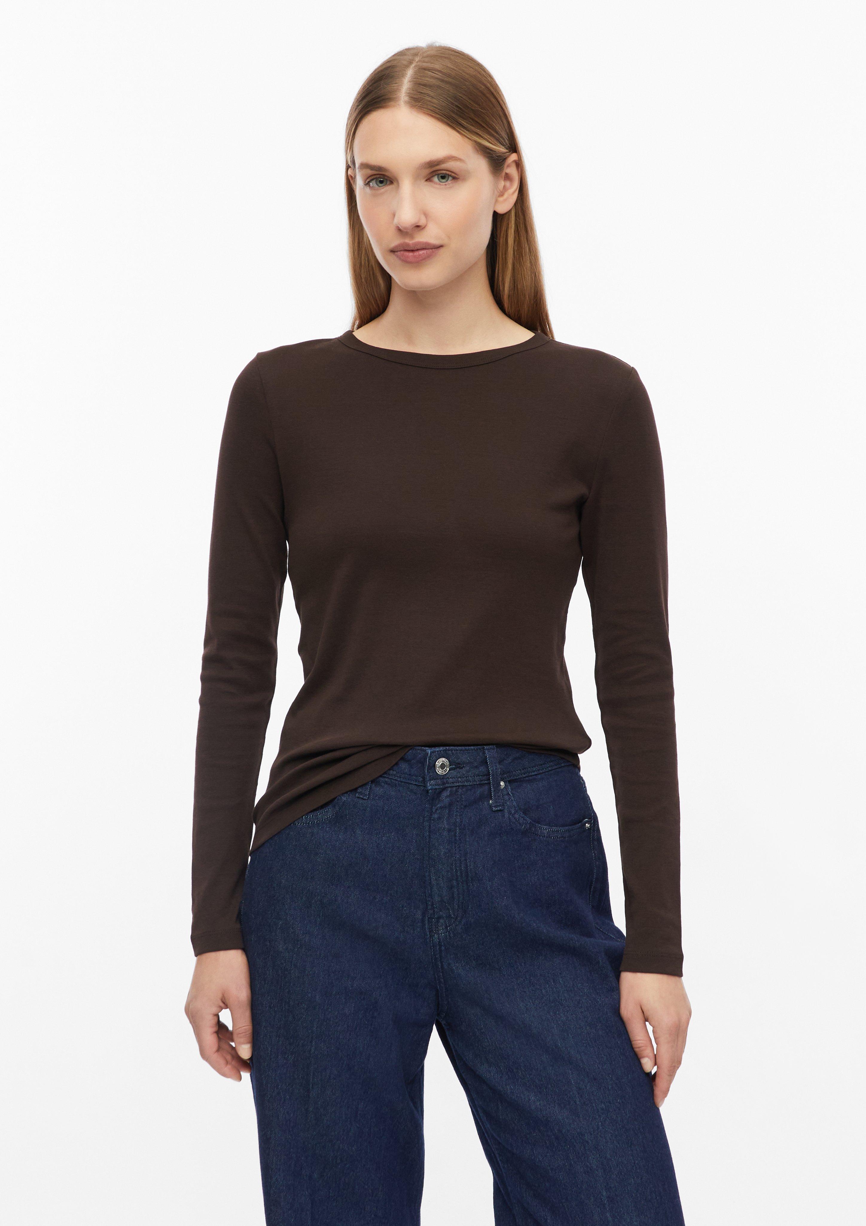 Slim fit longsleeve in dark brown by s.Oliver