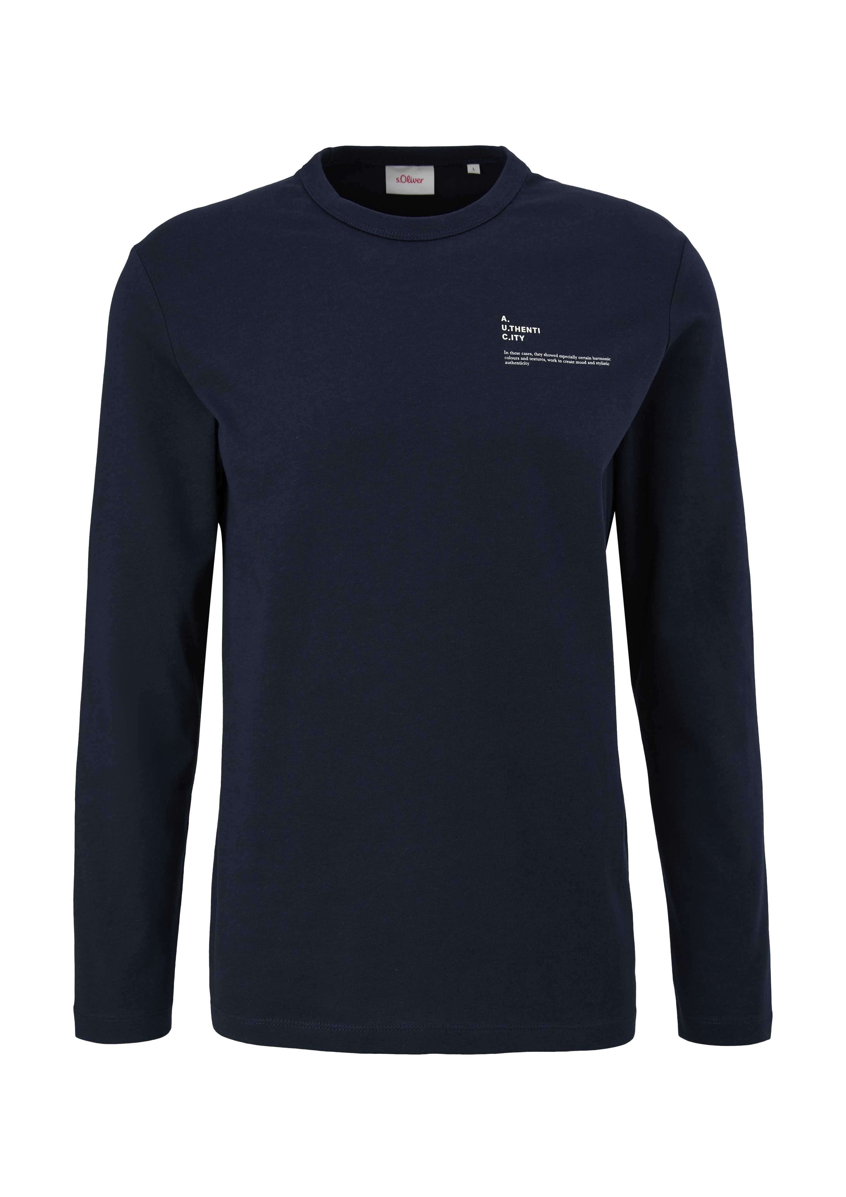 s.Oliver - Longsleeve mit Frontprint, Herren, blau