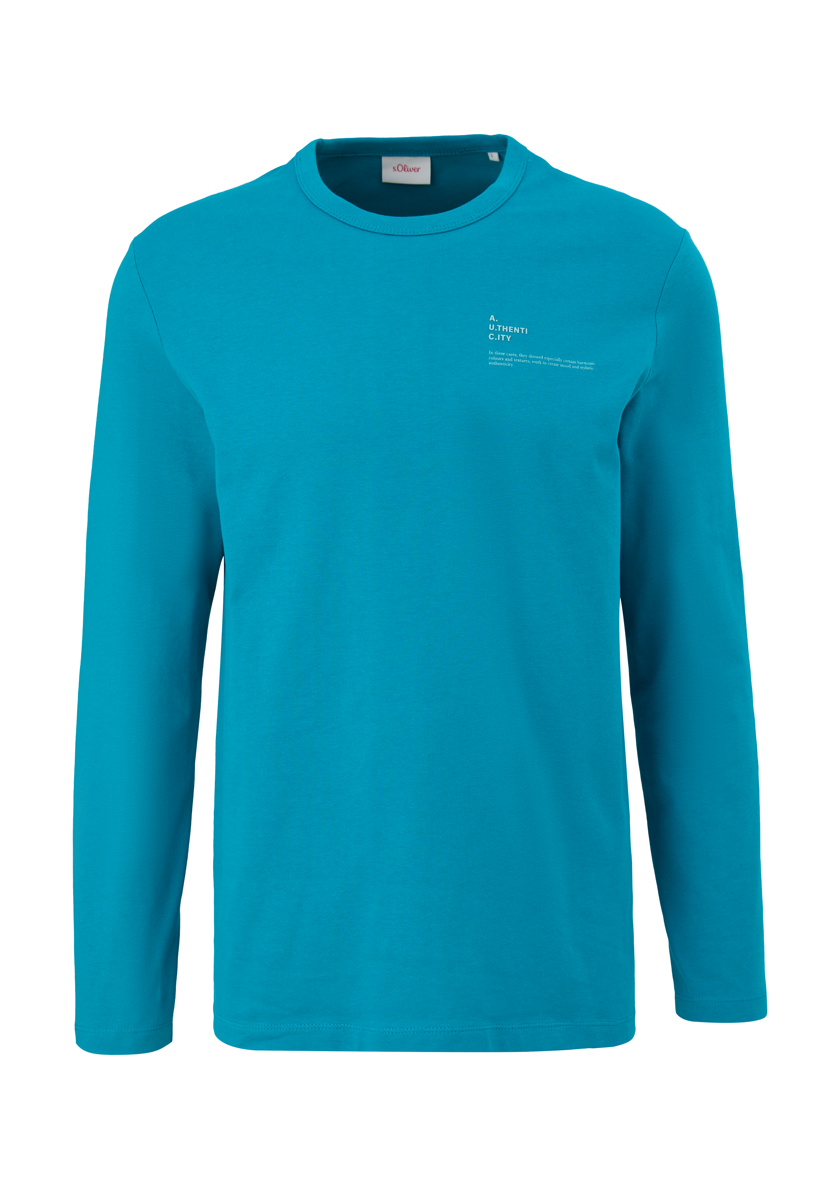 s.Oliver - Longsleeve mit Frontprint, Herren, Blau