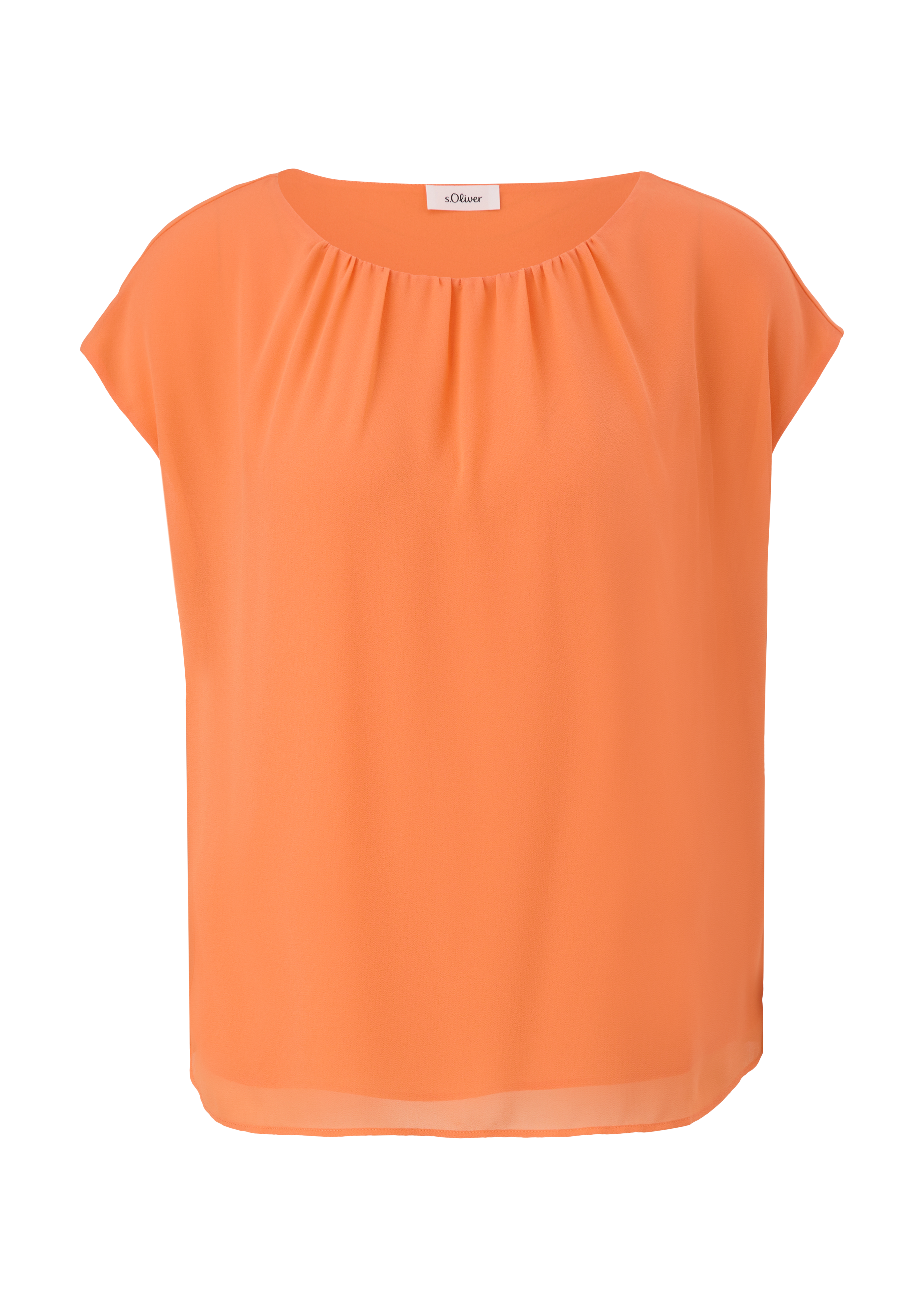 s.Oliver - Chiffon-Bluse mit Raffung, Damen, Orange