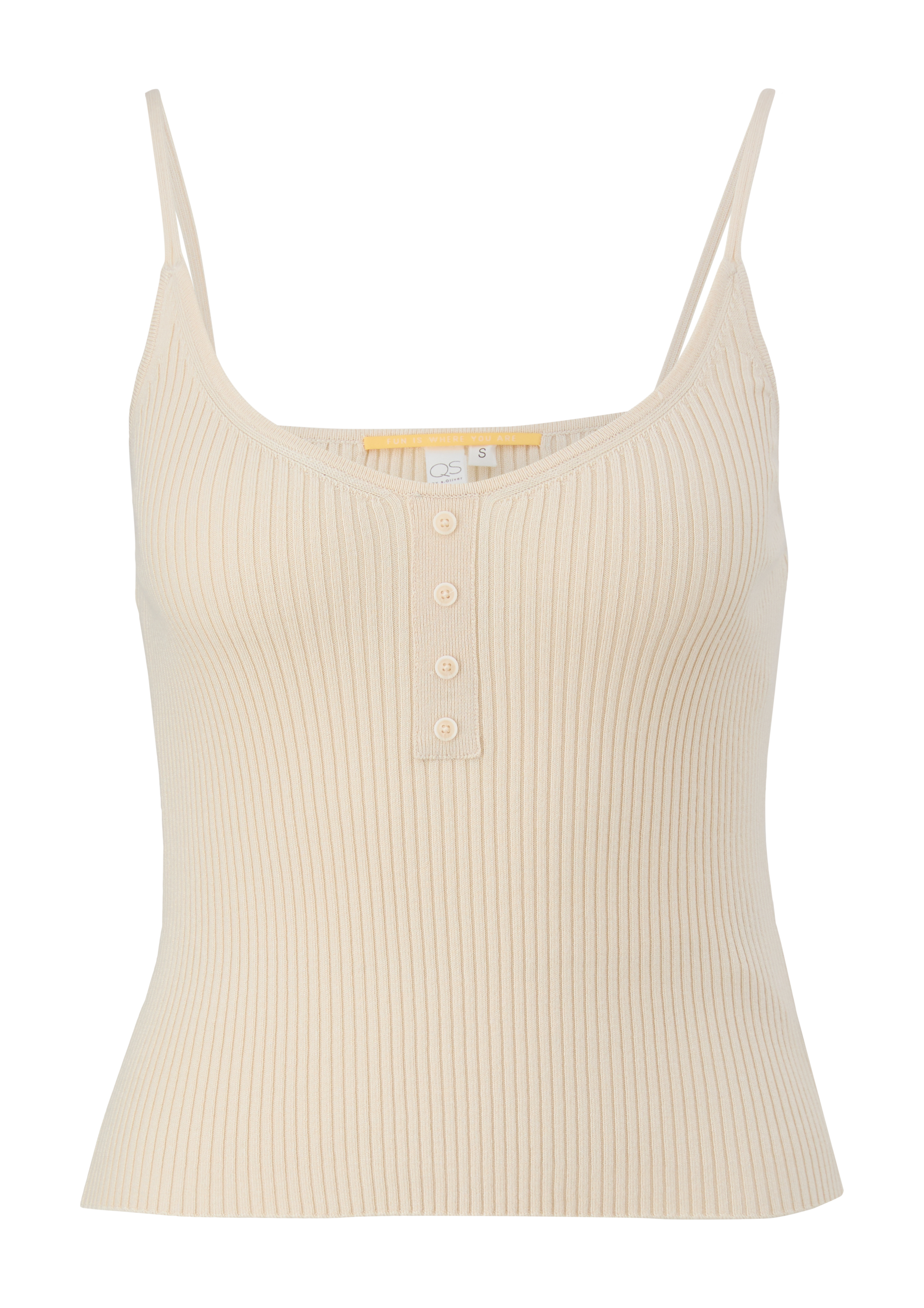 QS - Crop Top aus Viskosemix, Damen, Beige