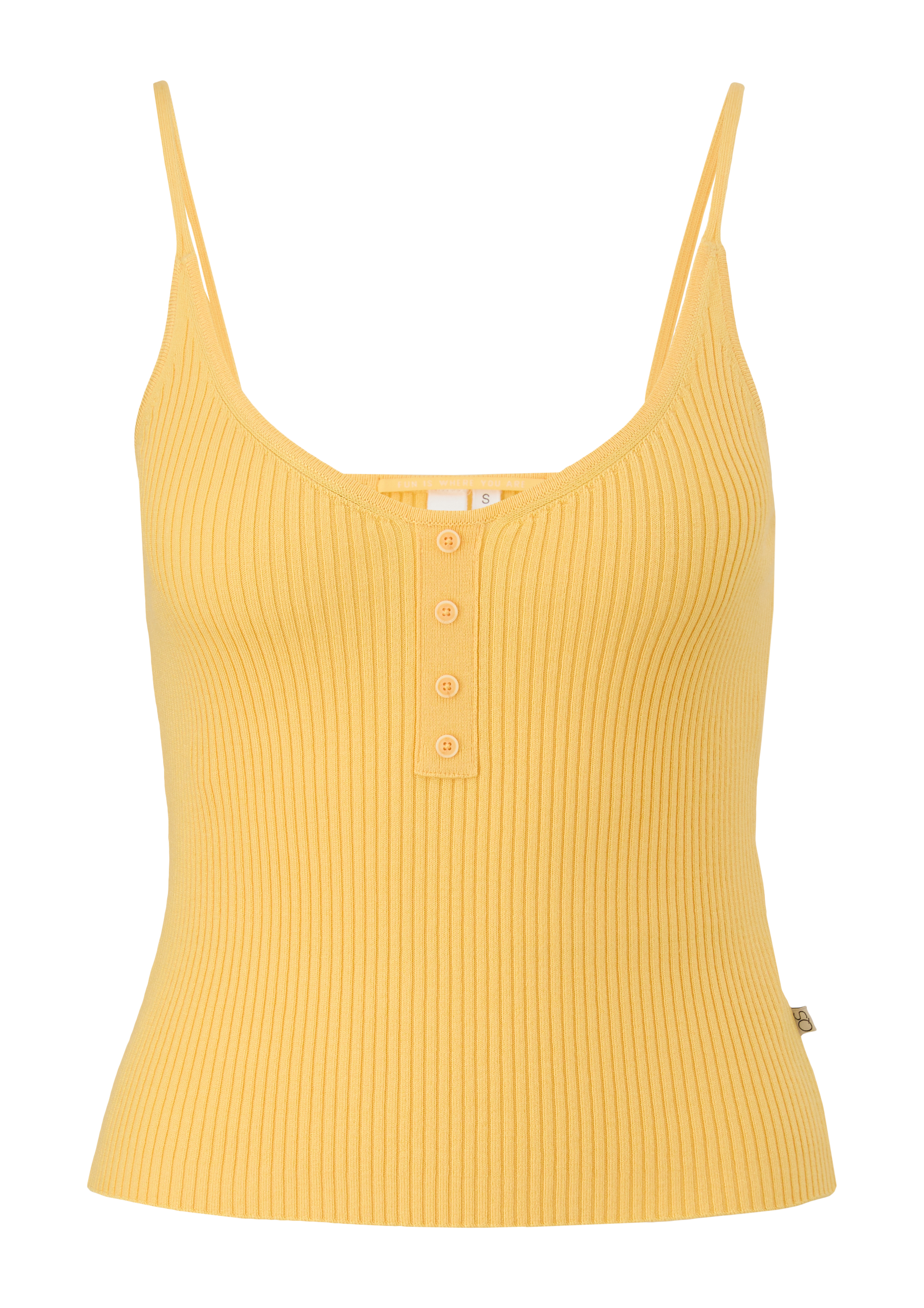 QS - Crop Top aus Viskosemix, Damen, gelb