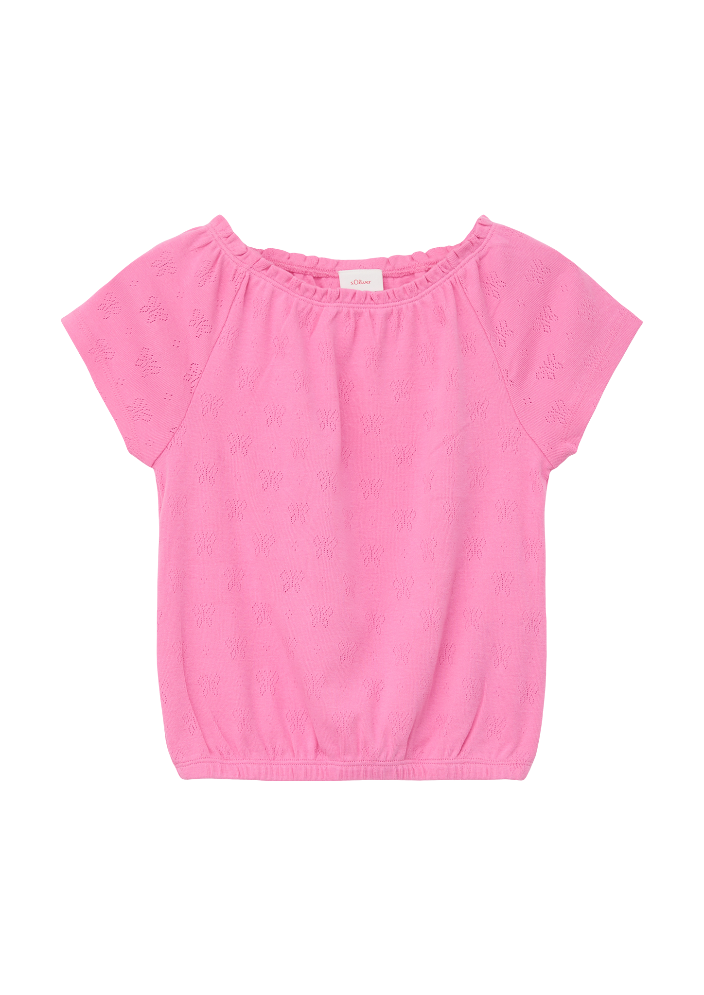 s.Oliver - T-Shirt mit Ajourmuster, Kinder, Rosa