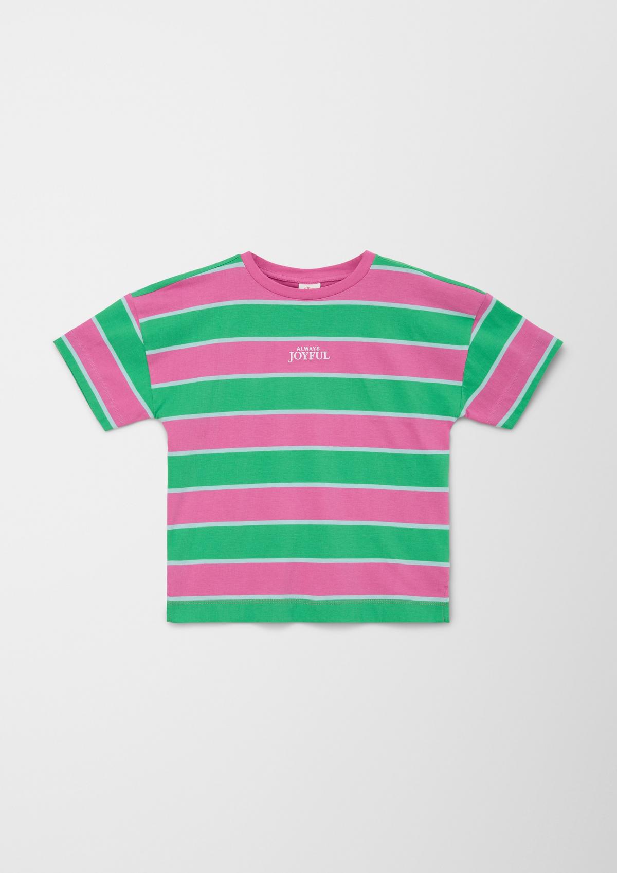 a - striped pink T-shirt with pattern