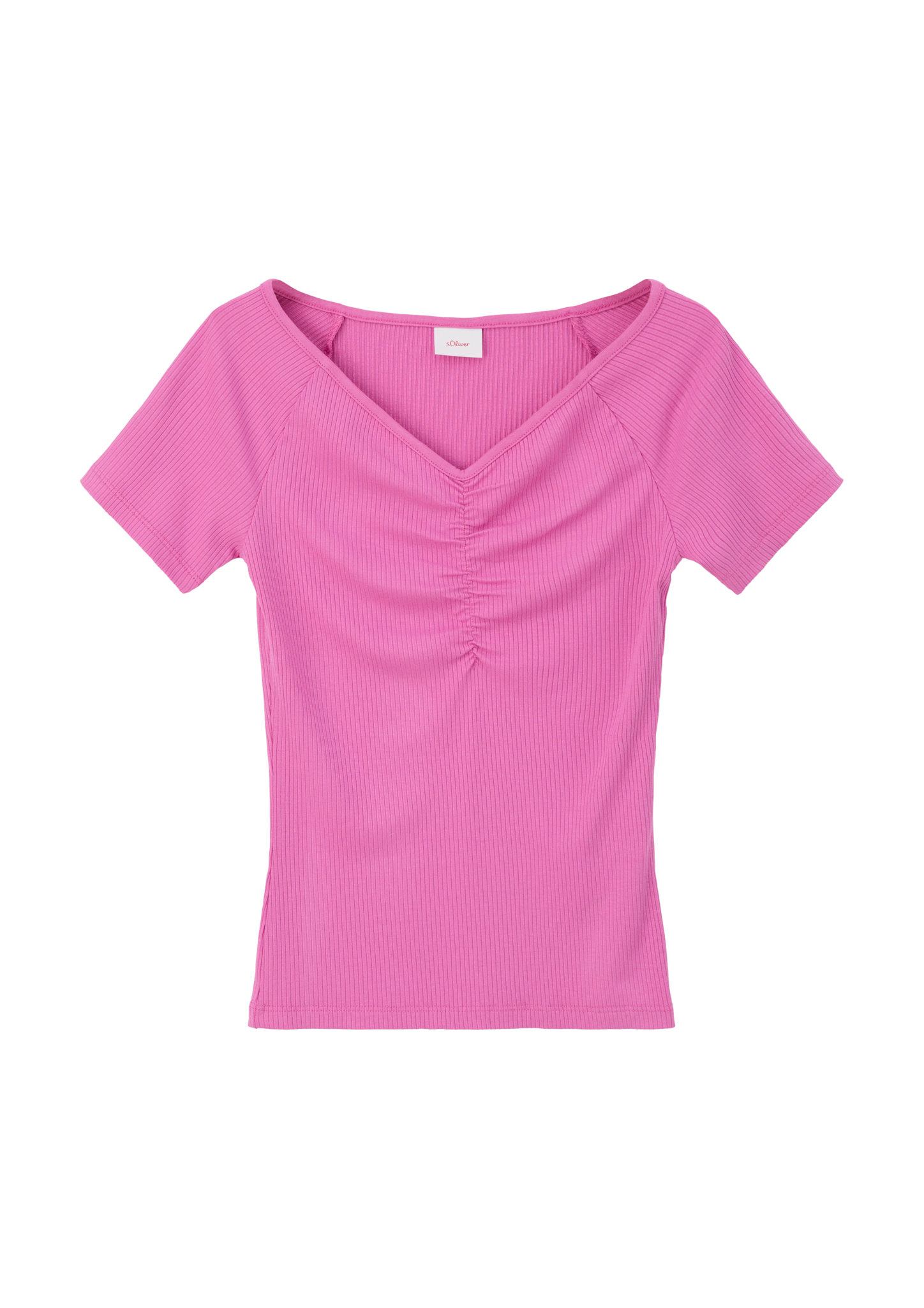 s.Oliver - T-Shirt mit Raffung, Mädchen, Rosa