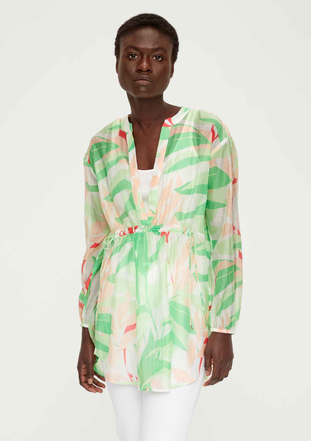 Blouse with a notch neckline - ecru | s.Oliver