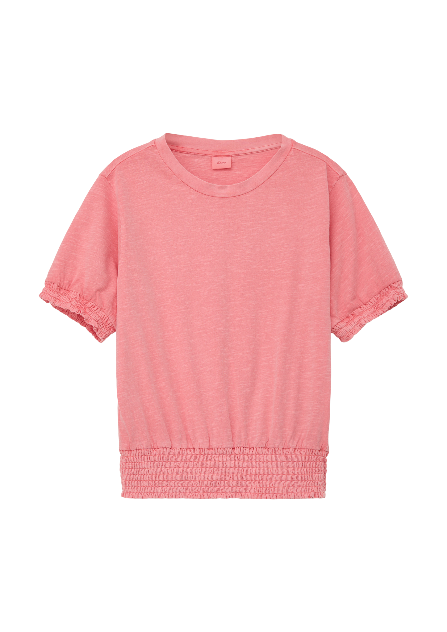 s.Oliver - T-Shirt mit Smok-Partien, Mädchen, Rosa