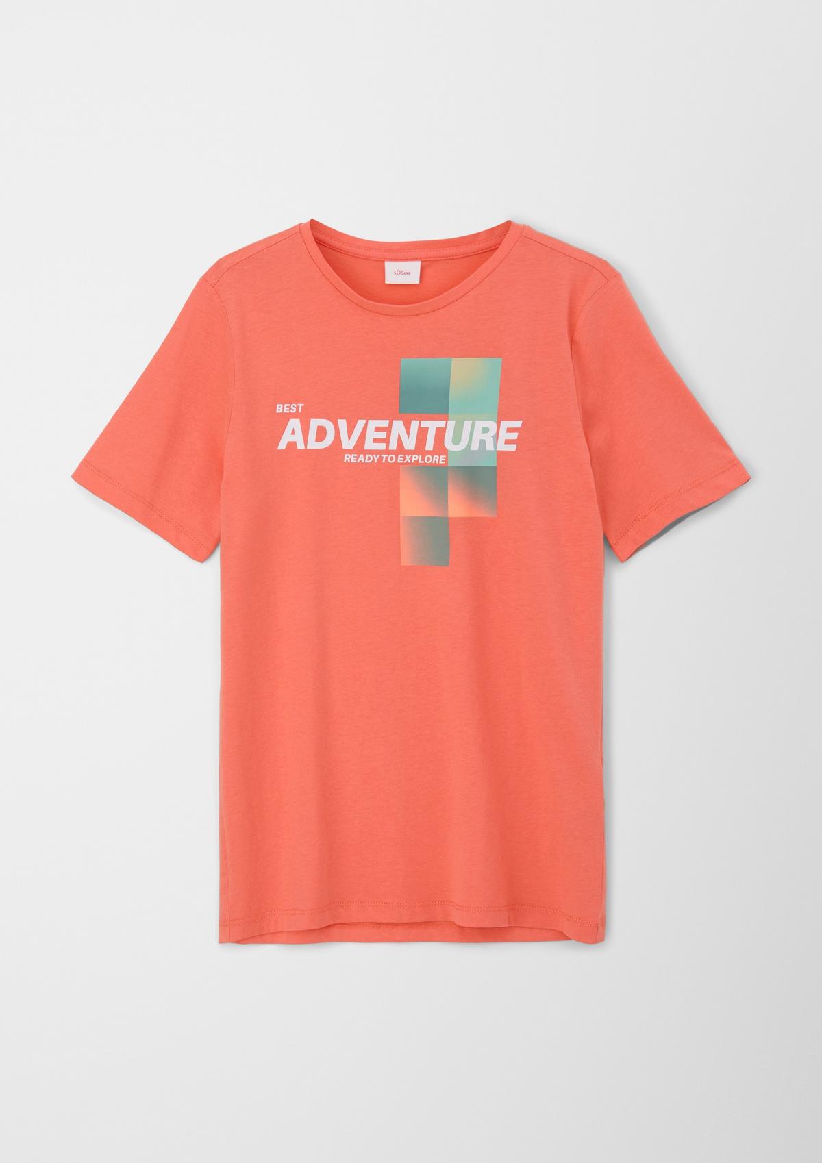 a print front orange blood Cotton - T-shirt with