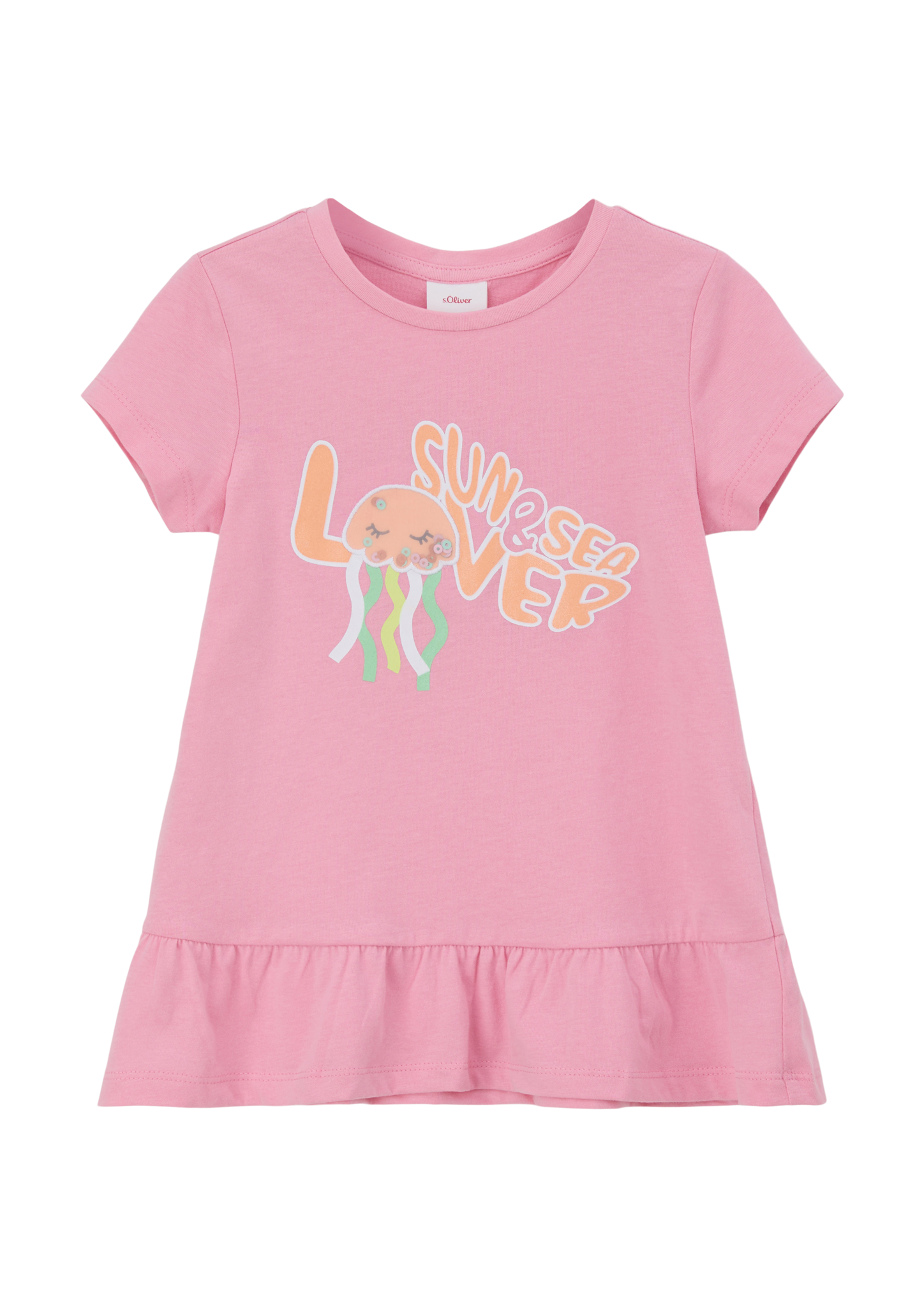 s.Oliver - T-Shirt mit Glitzer-Effekt, Kinder, Rosa