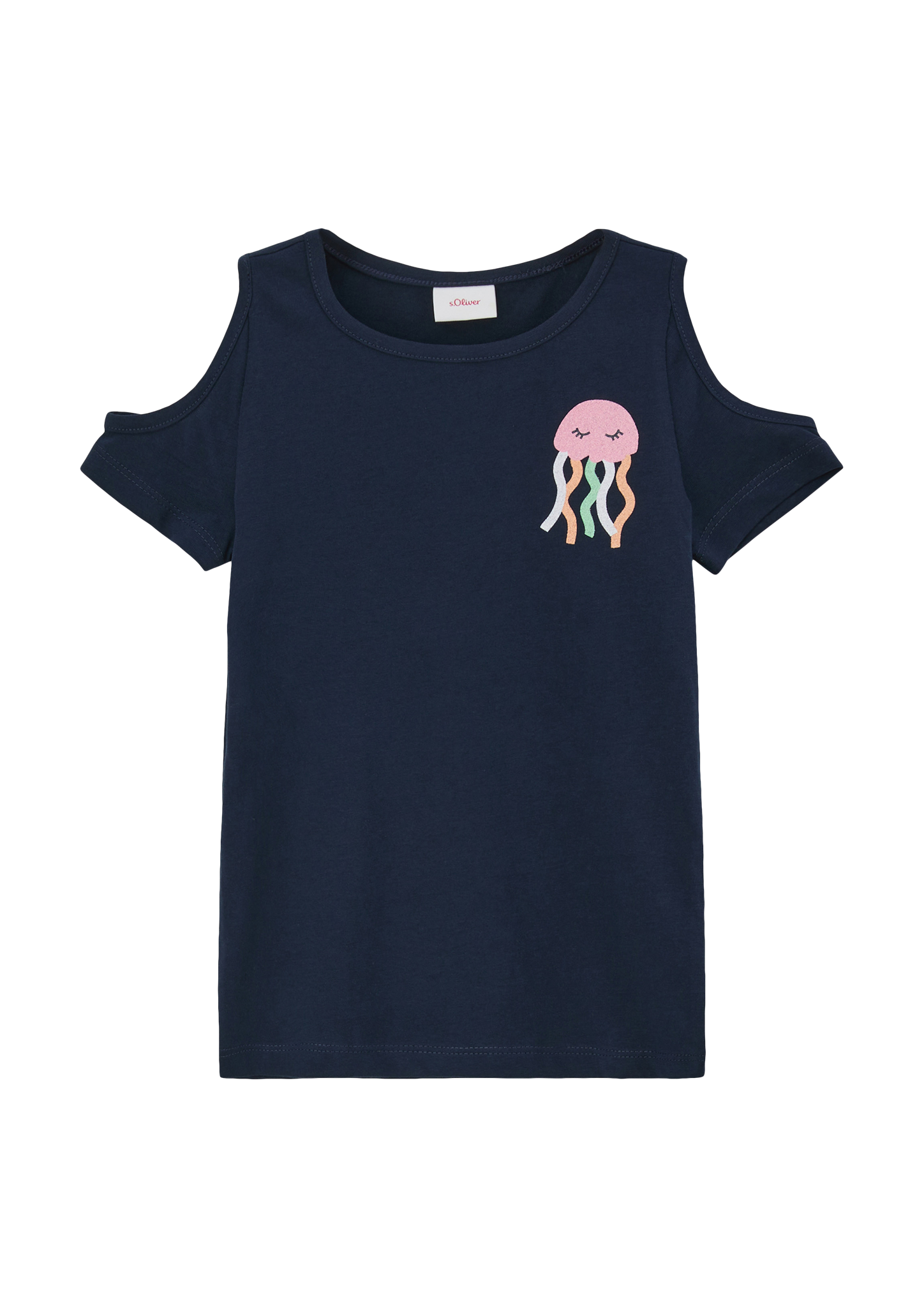 s.Oliver - T-Shirt mit Glitzer-Print, Kinder, blau