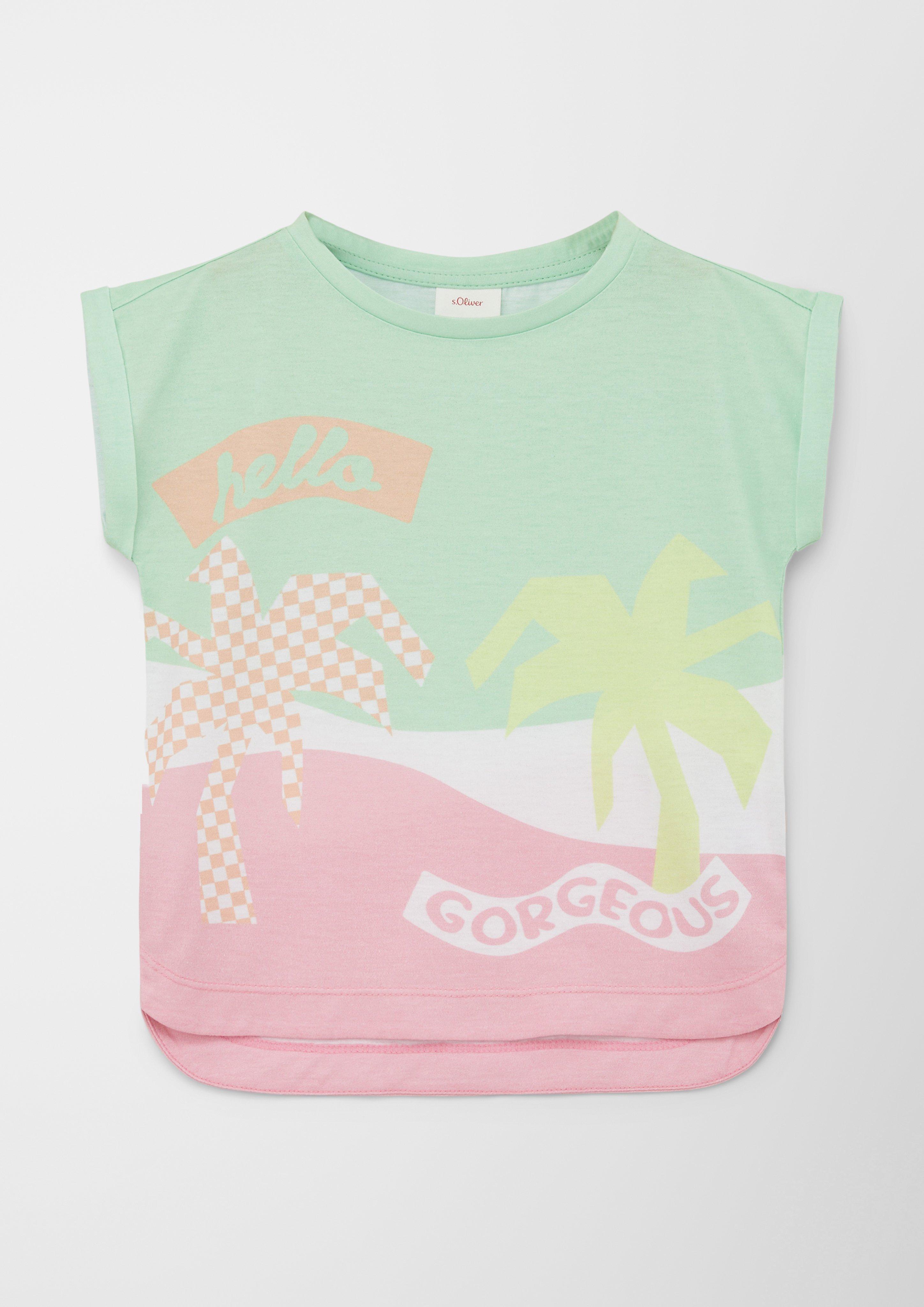 T-shirt green with print all-over pale - an