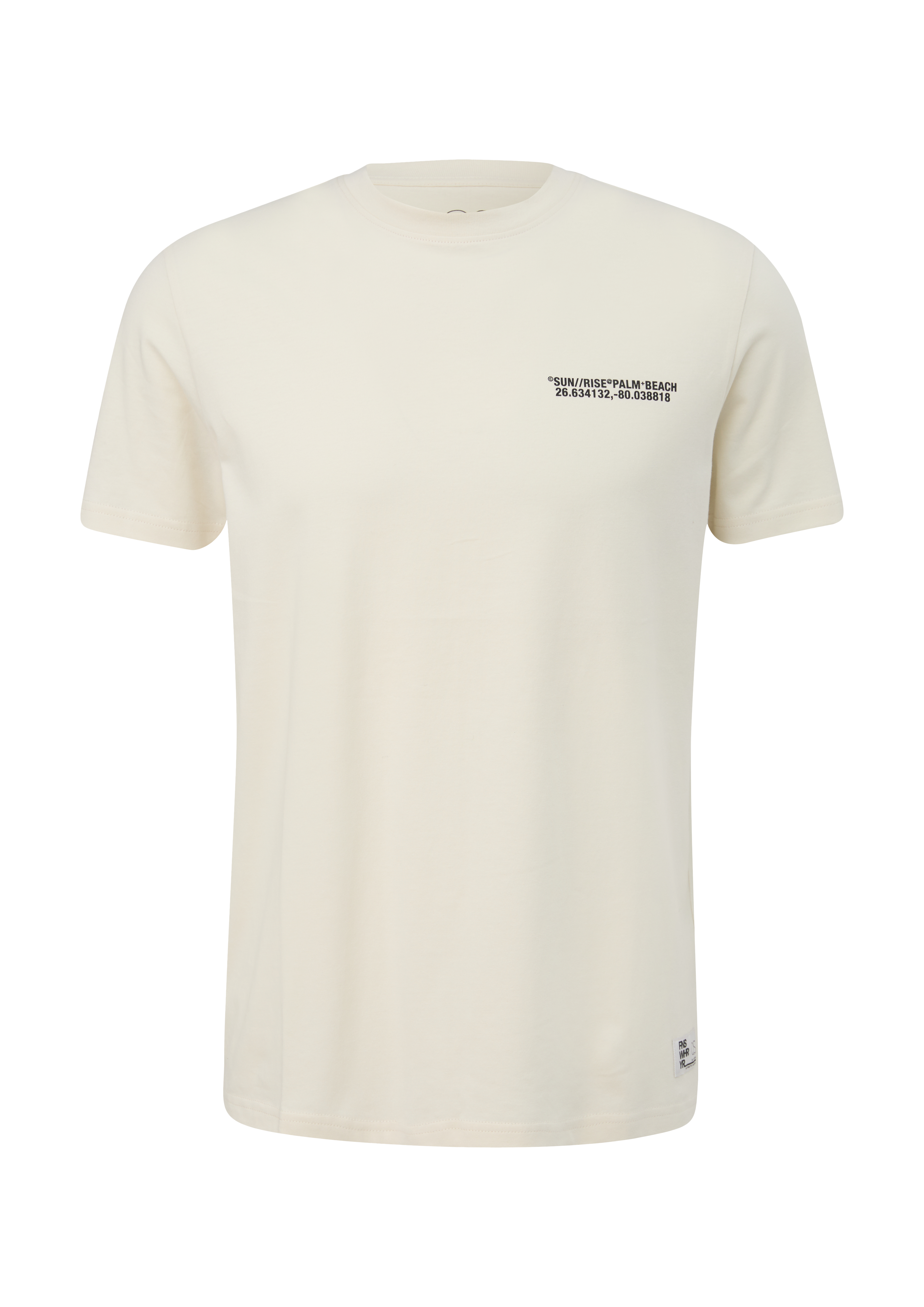 QS - Baumwollshirt mit Grafik-Print, Herren, Beige