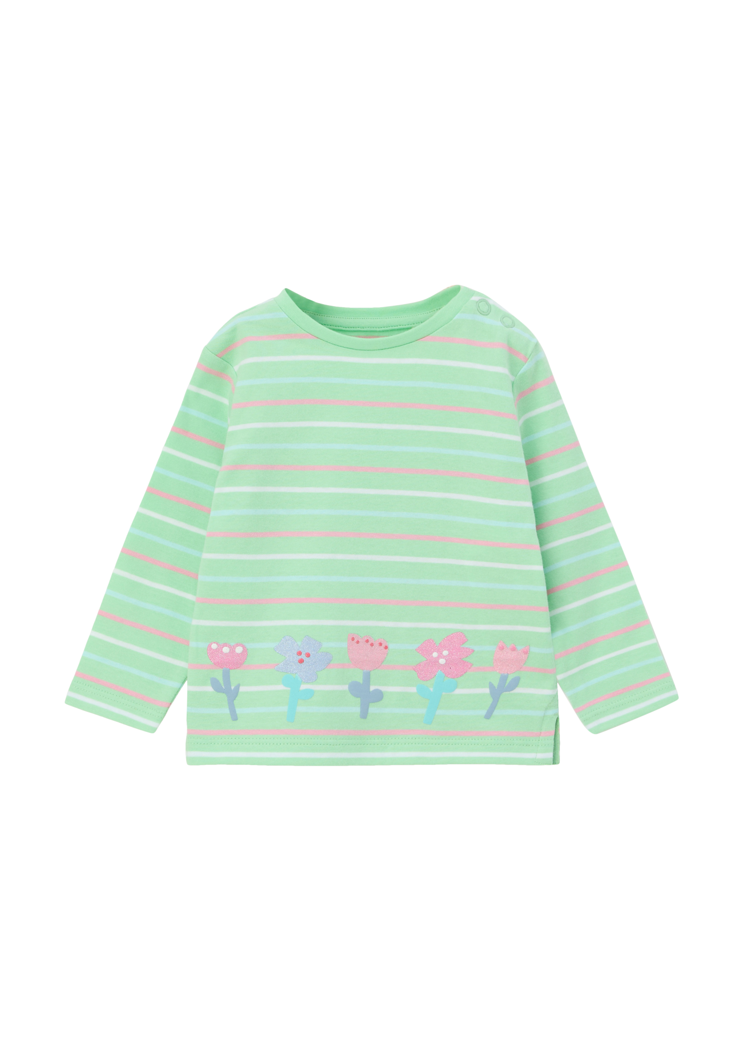 s.Oliver - Gestreiftes Langarmshirt aus Baumwolle, Babys, grün|mehrfarbig