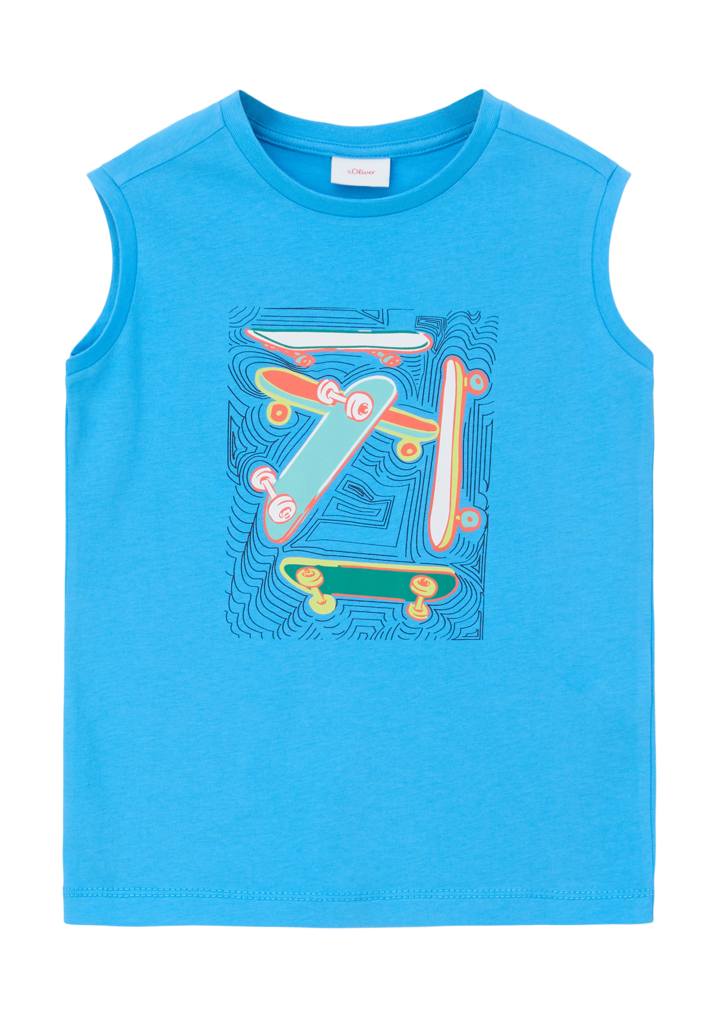 s.Oliver - T-Shirt mit Grafikprint, Kinder, blau