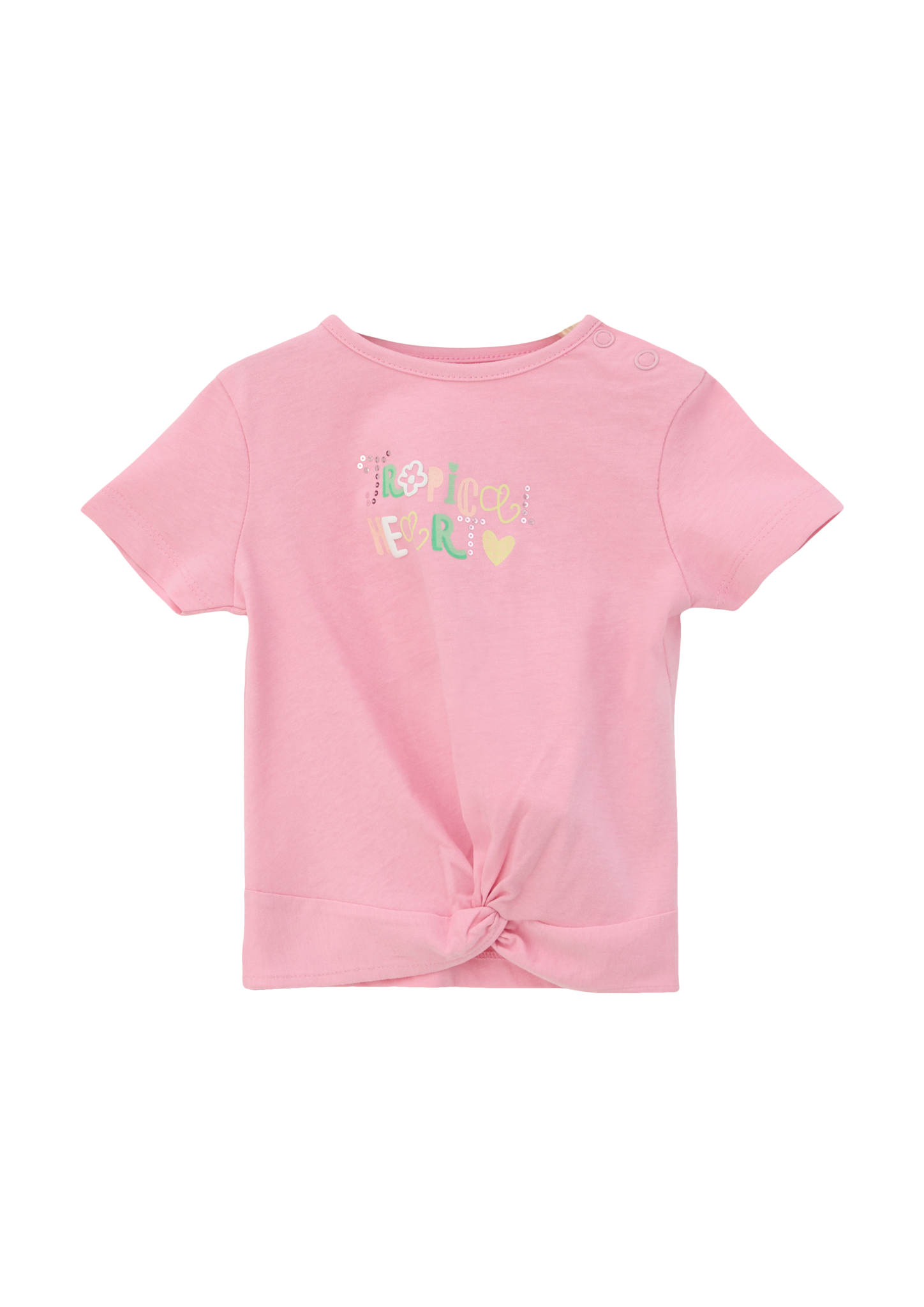 s.Oliver - T-Shirt mit Schriftprint und Knoten Detail, Babys, Rosa