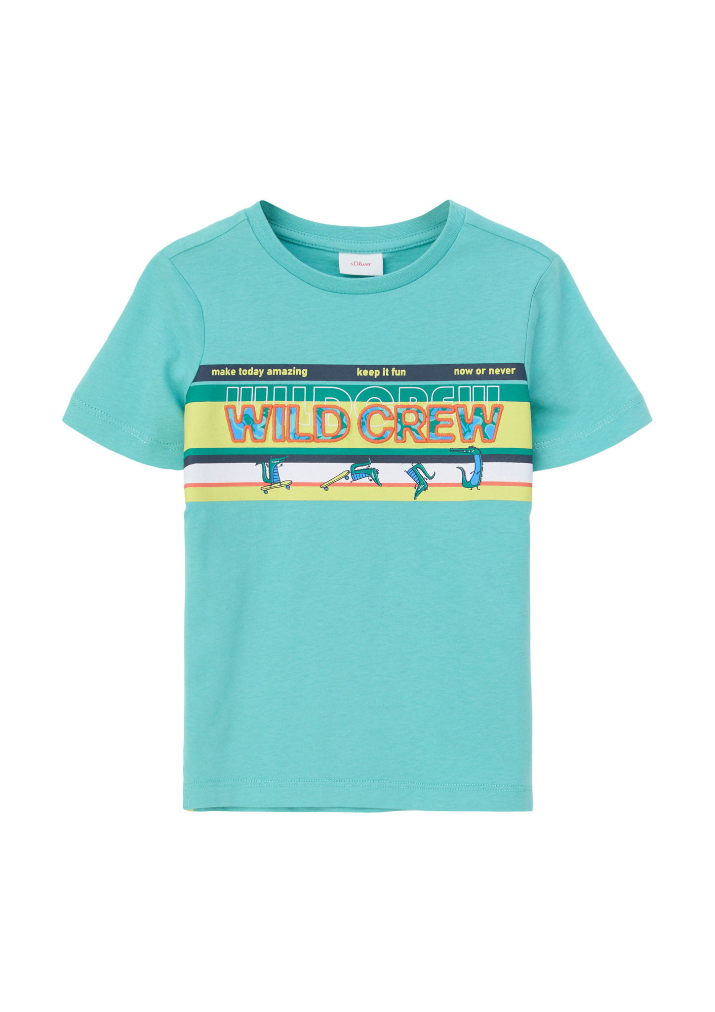 s.Oliver - Jerseyshirt mit Statement-Print, Kinder, türkis