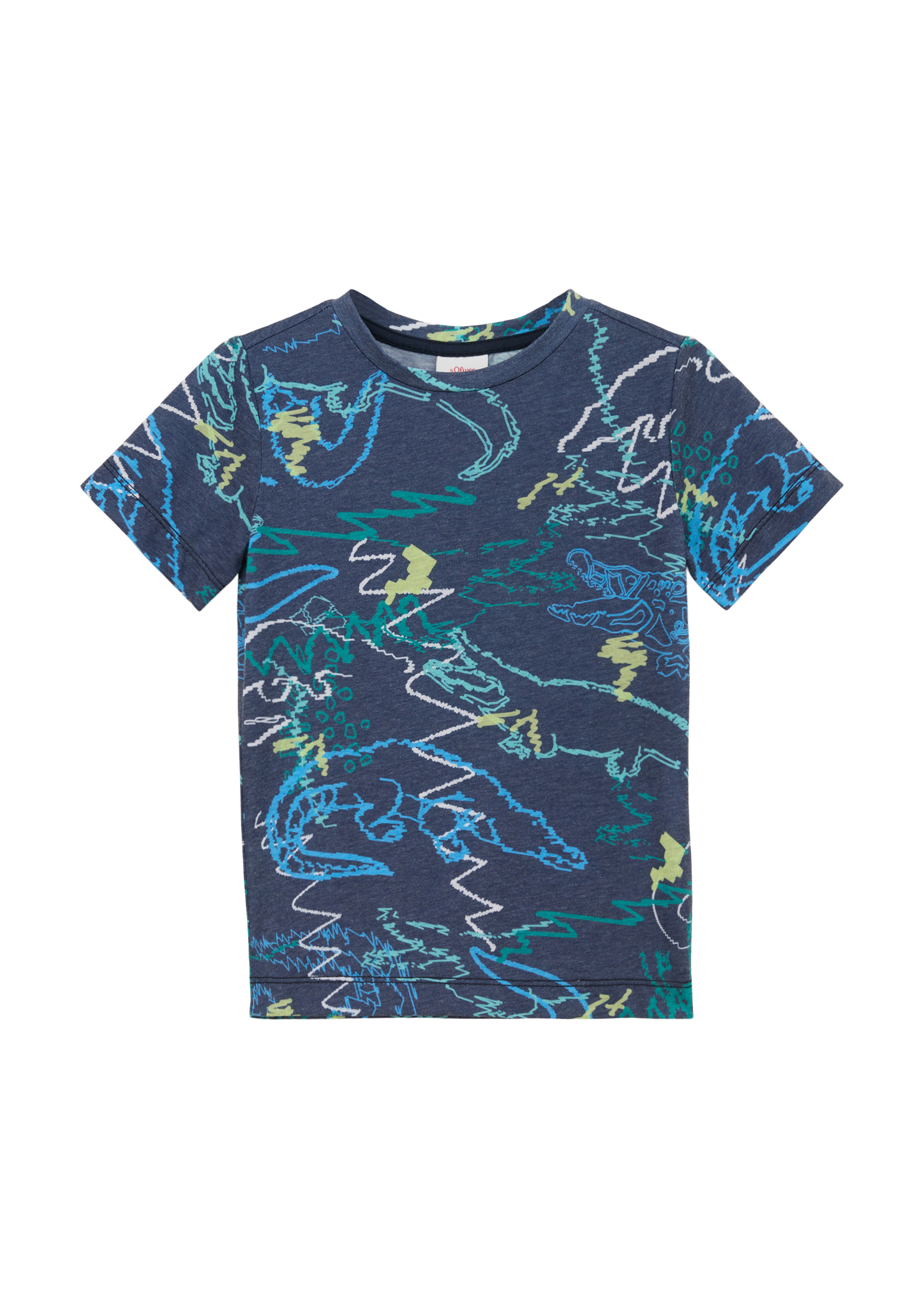 s.Oliver - T-Shirt mit Alloverprint, Kinder, blau