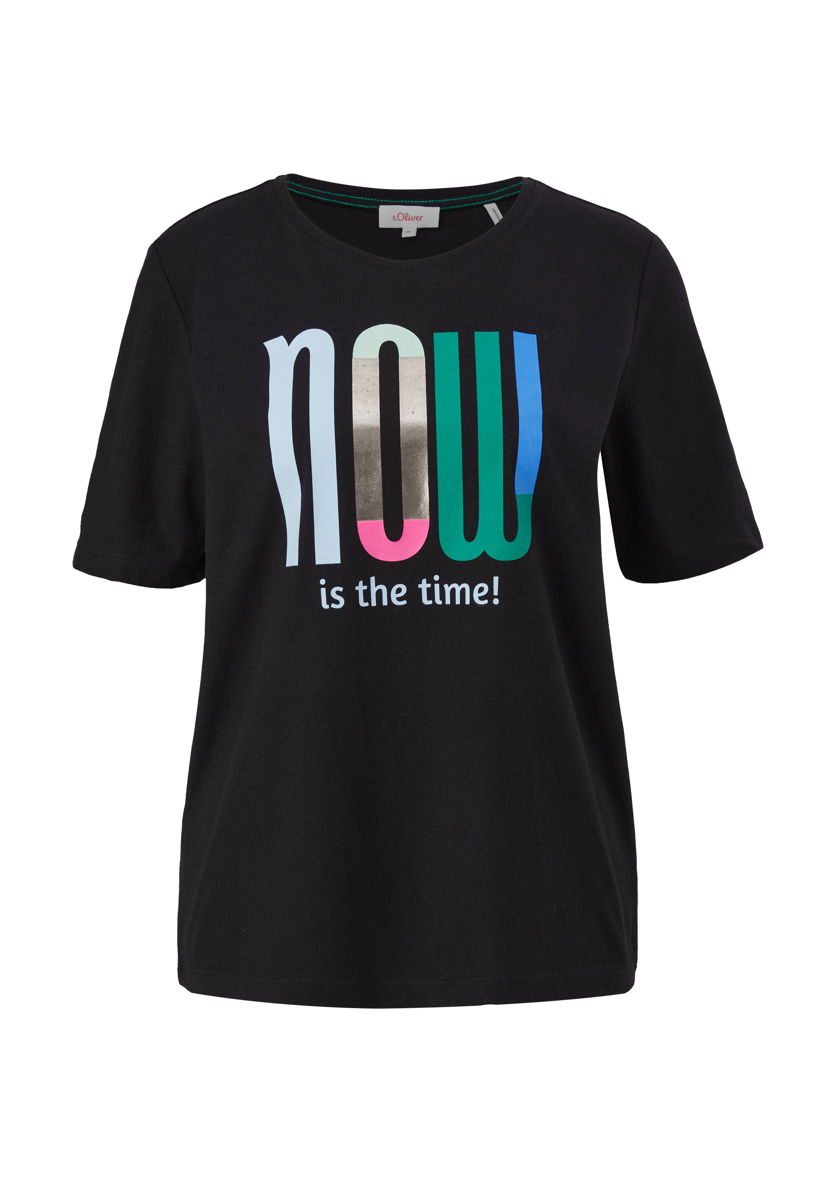 s.Oliver - T-Shirt mit Frontprint, Damen, schwarz