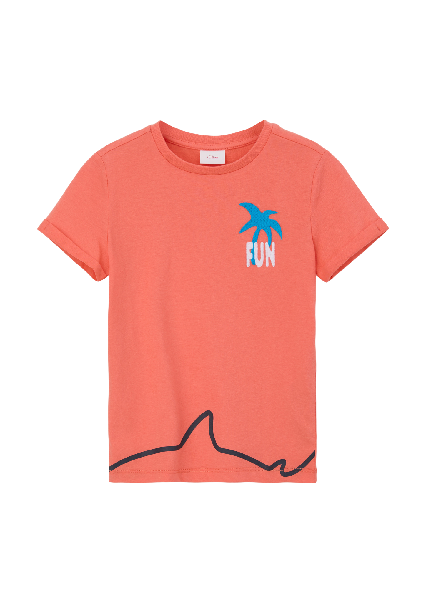 s.Oliver - T-Shirt mit Artwork, Kinder, Orange