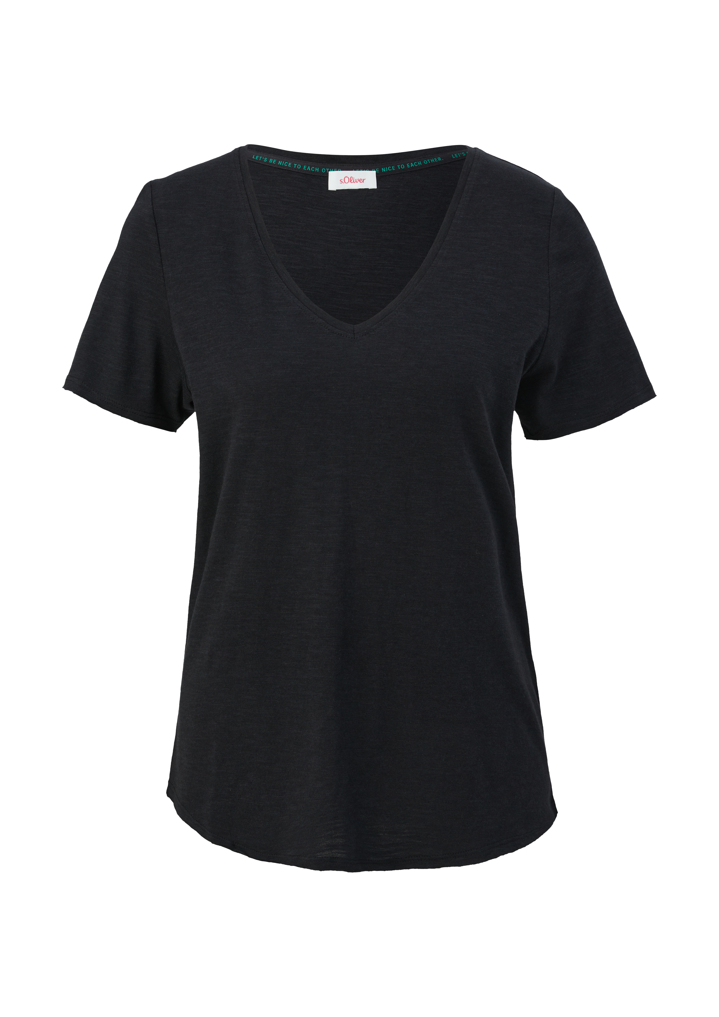 s.Oliver - T-Shirt aus Viskosemix, Damen, schwarz