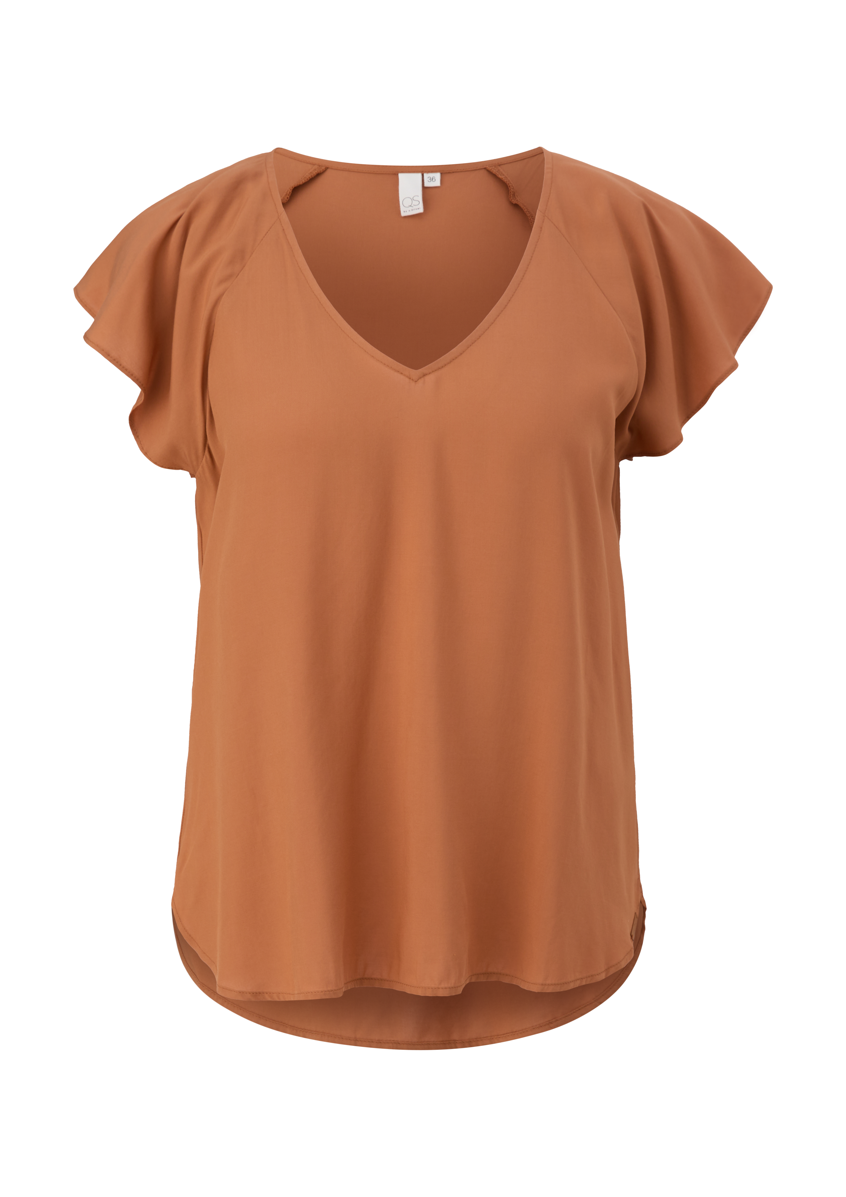 QS - Viskosebluse mit V-Ausschnitt, Damen, braun