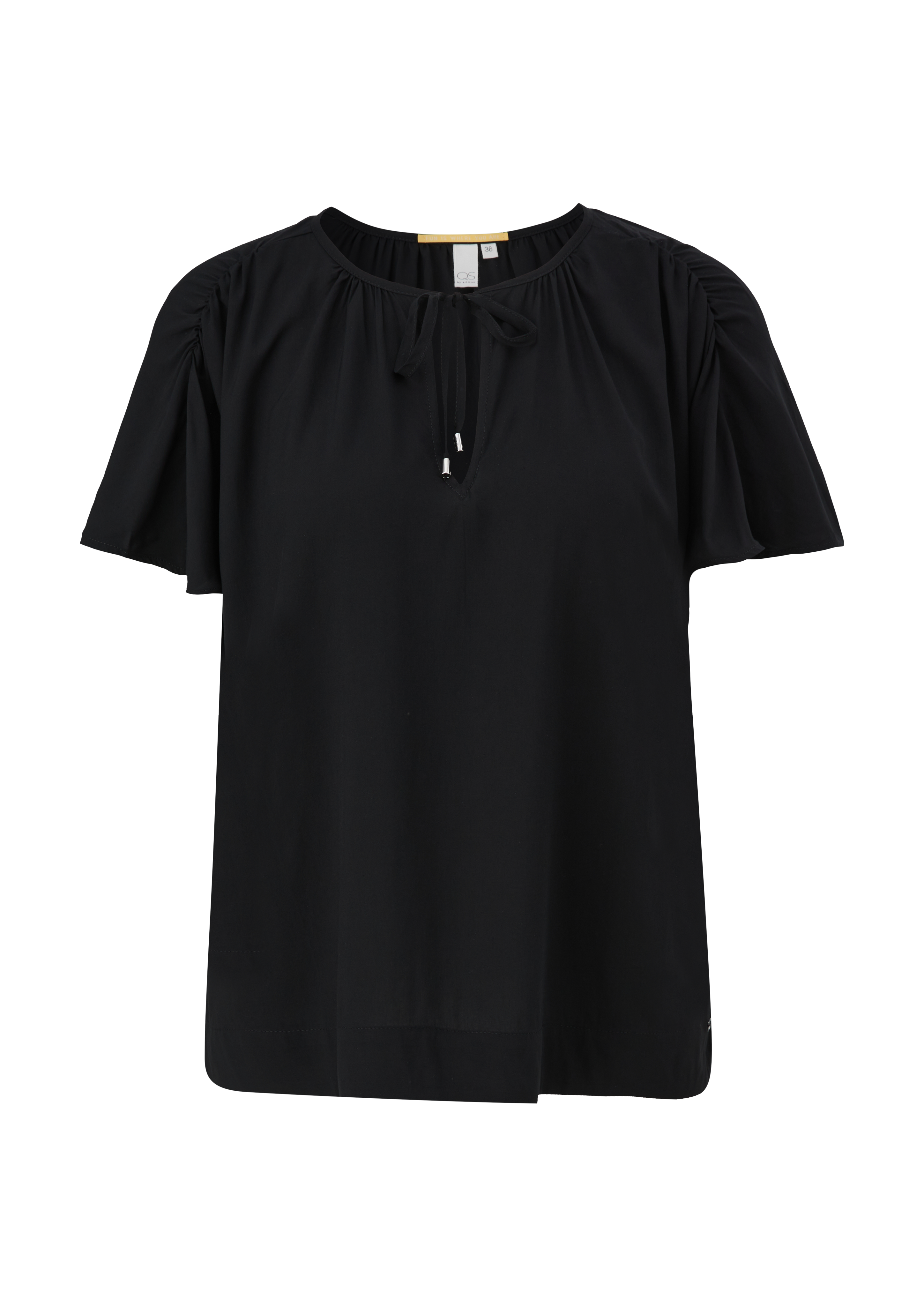 QS - Viskosebluse mit Raffung, Damen, schwarz