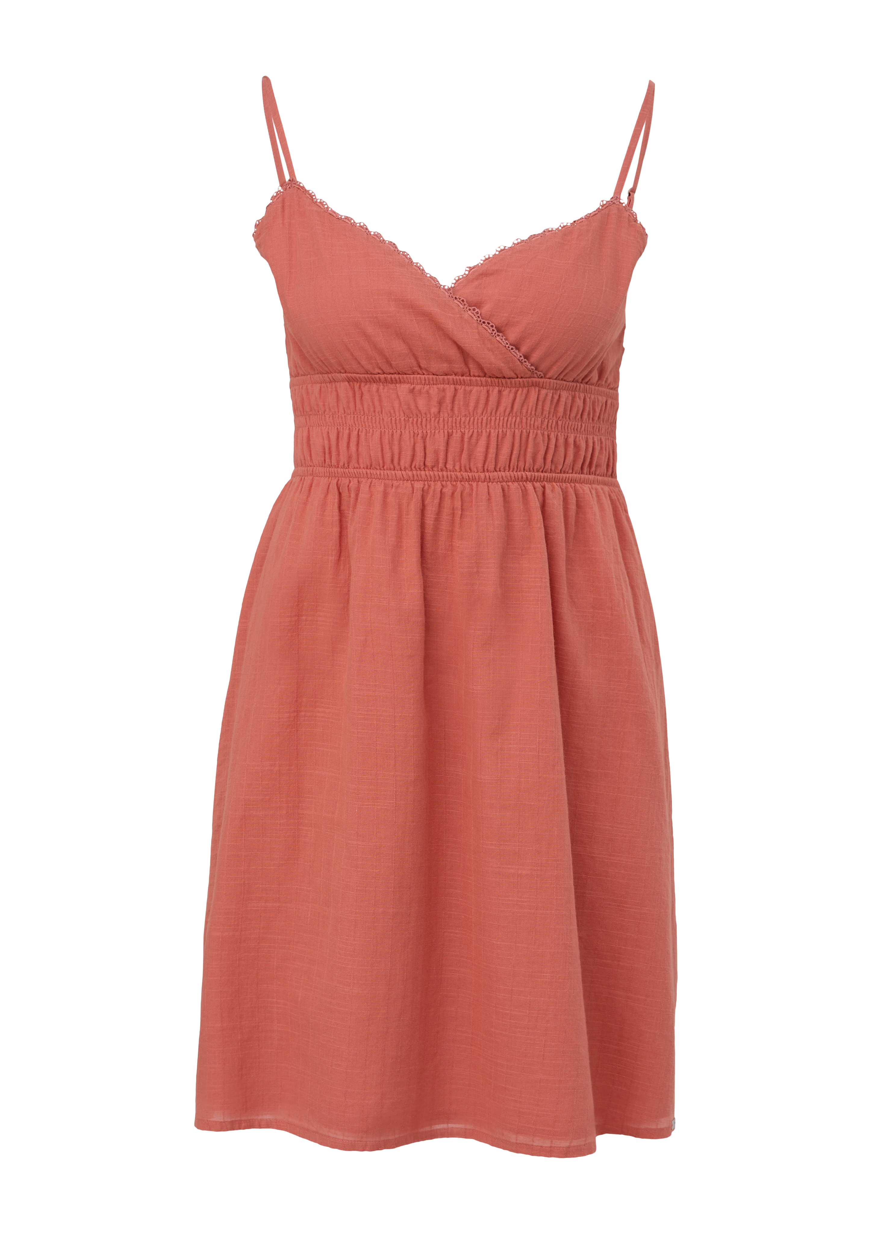 QS - Baumwollkleid mit Spitze, Damen, Orange