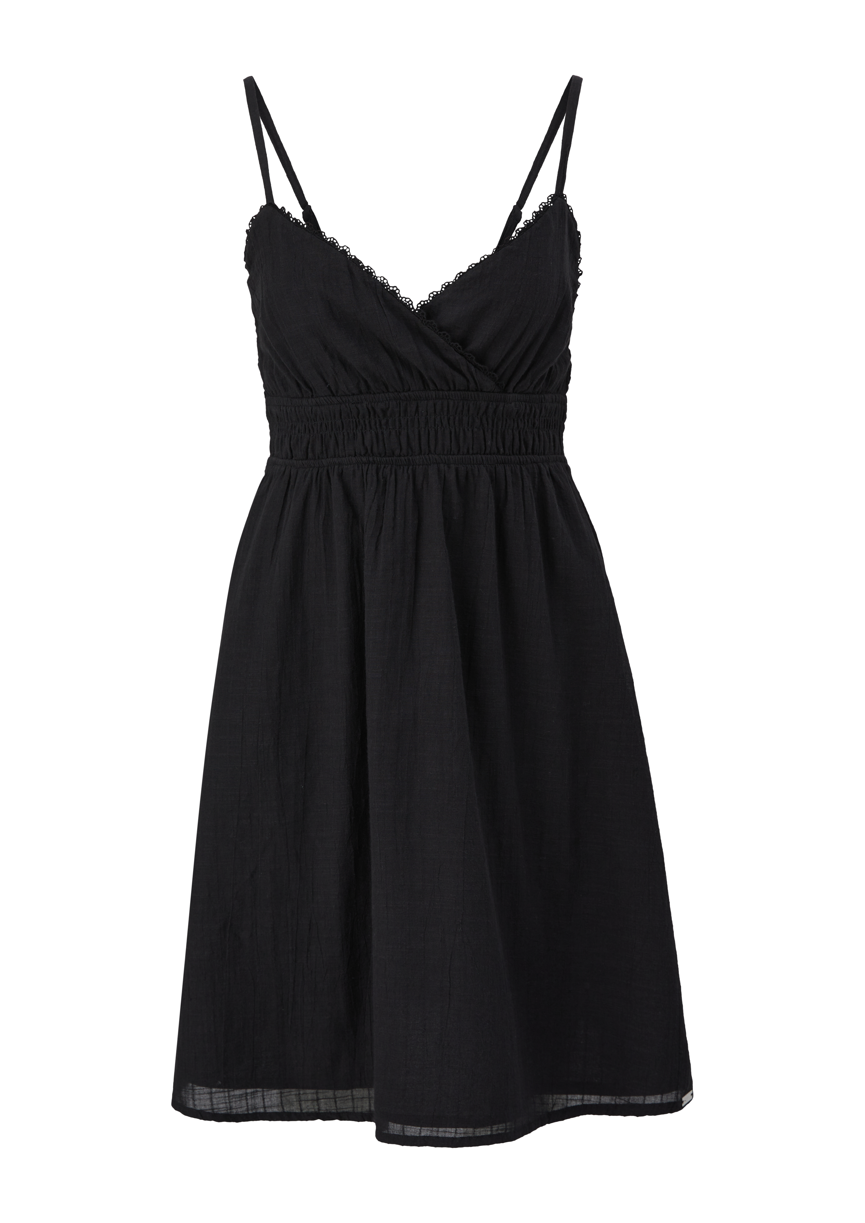 QS - Baumwollkleid mit Spitze, Damen, schwarz