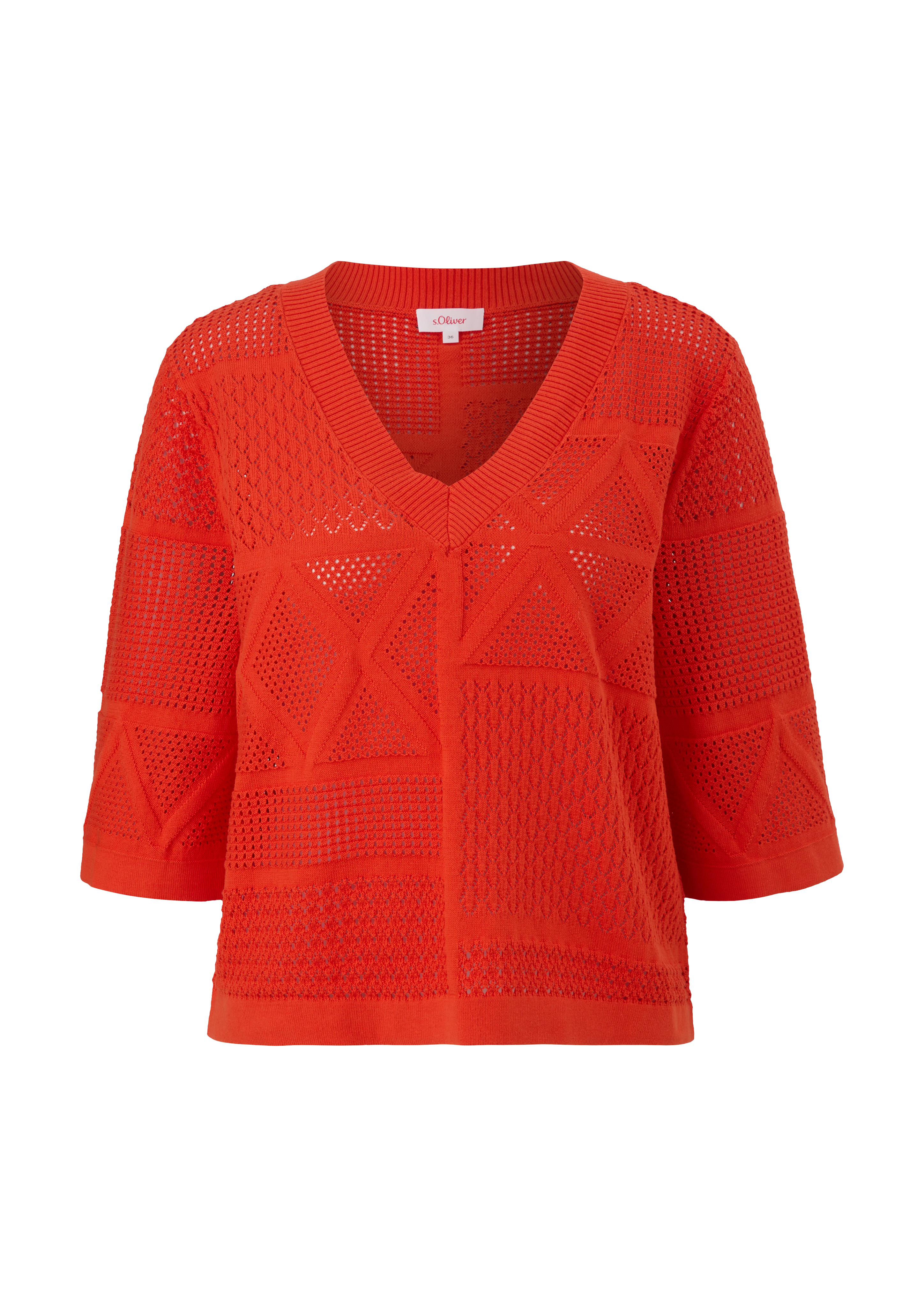 s.Oliver - Strickshirt aus Baumwolle, Damen, Orange