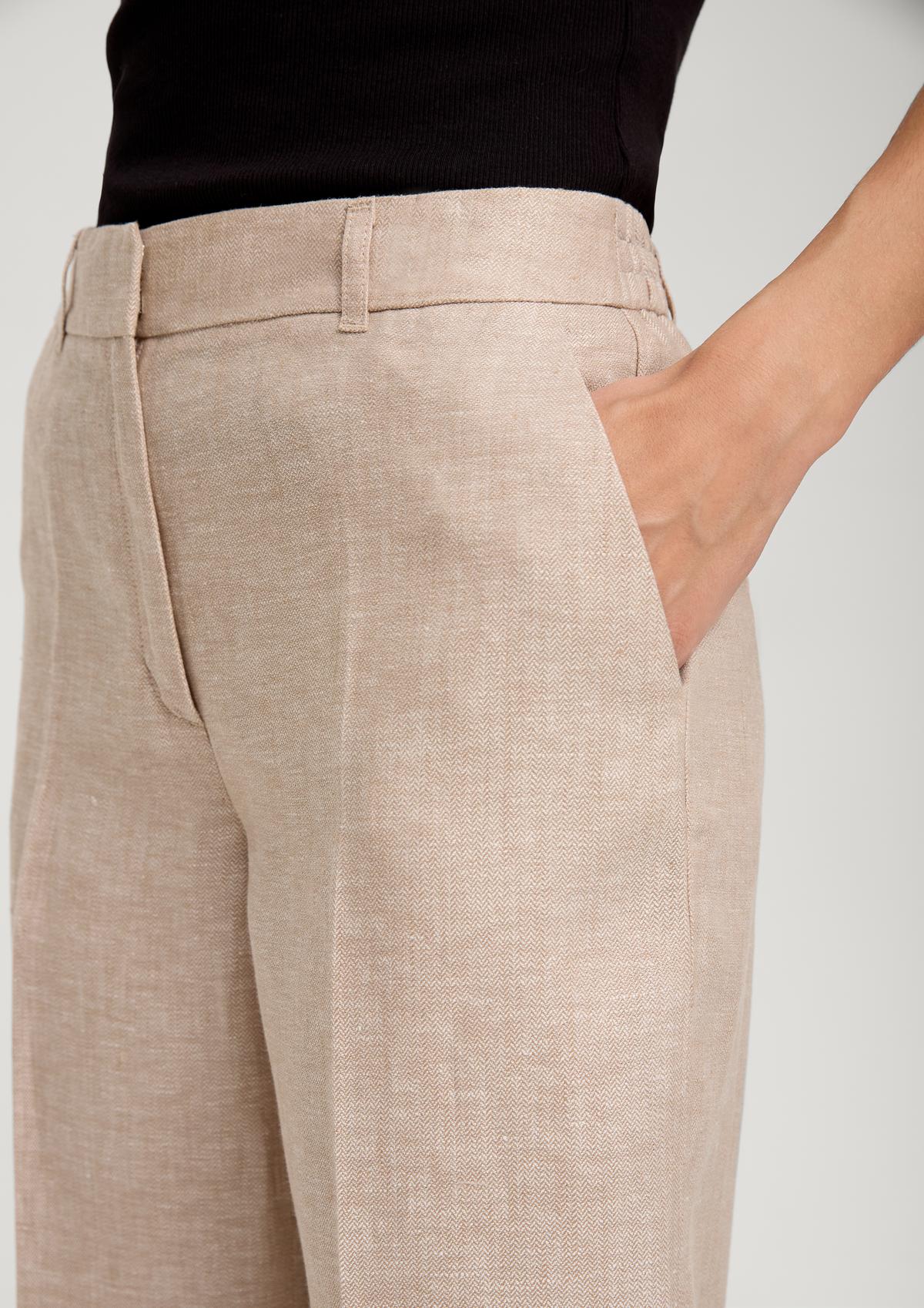 s.Oliver Regular fit: herringbone linen trousers