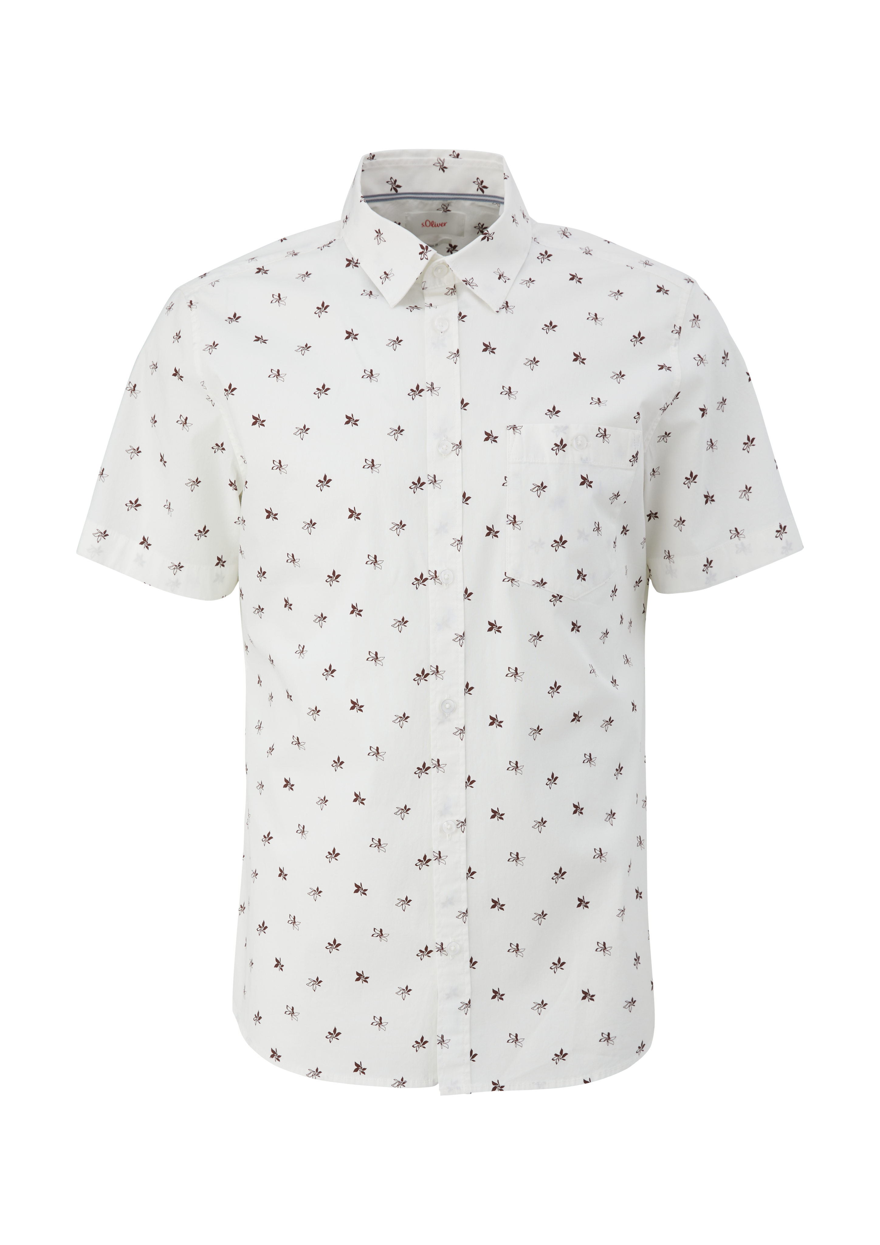 s.Oliver Slim: Kurzarmhemd aus Baumwollstretch