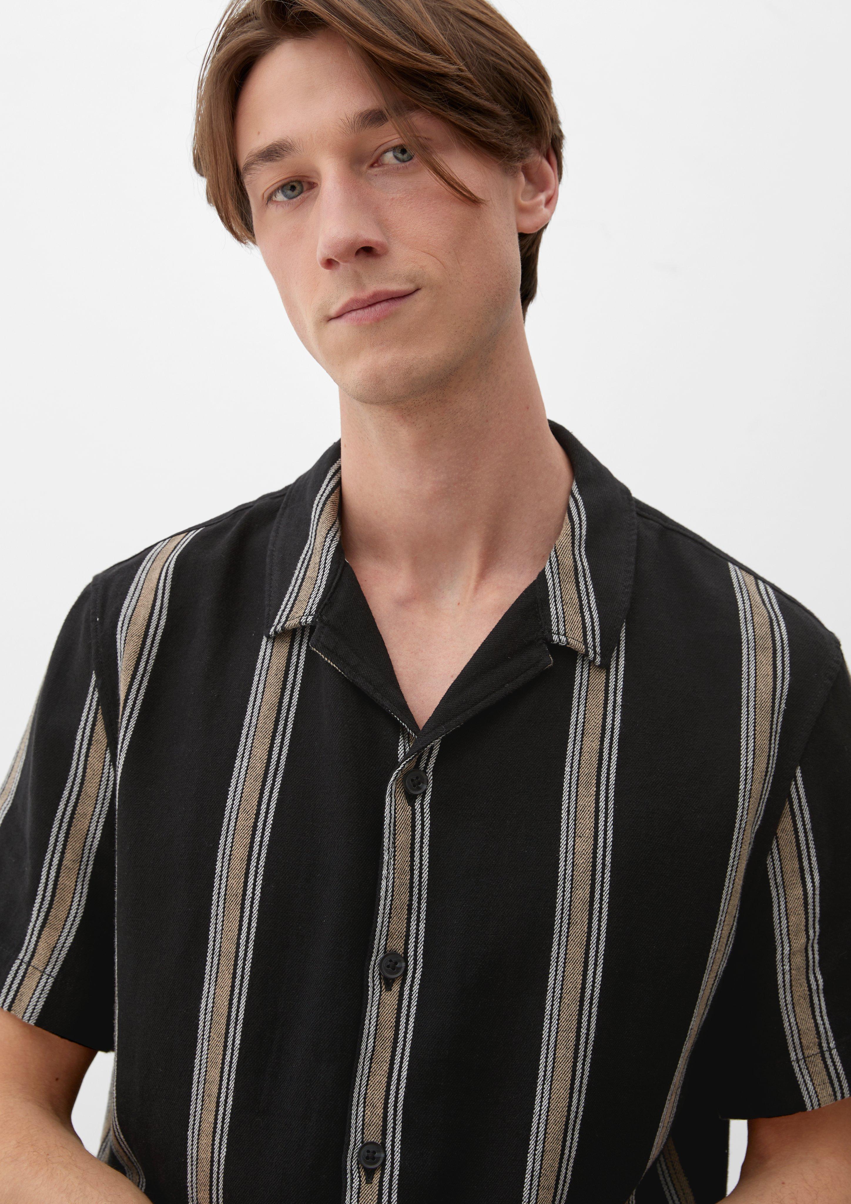relaxed-fit-short-sleeve-striped-shirt-black-s-oliver