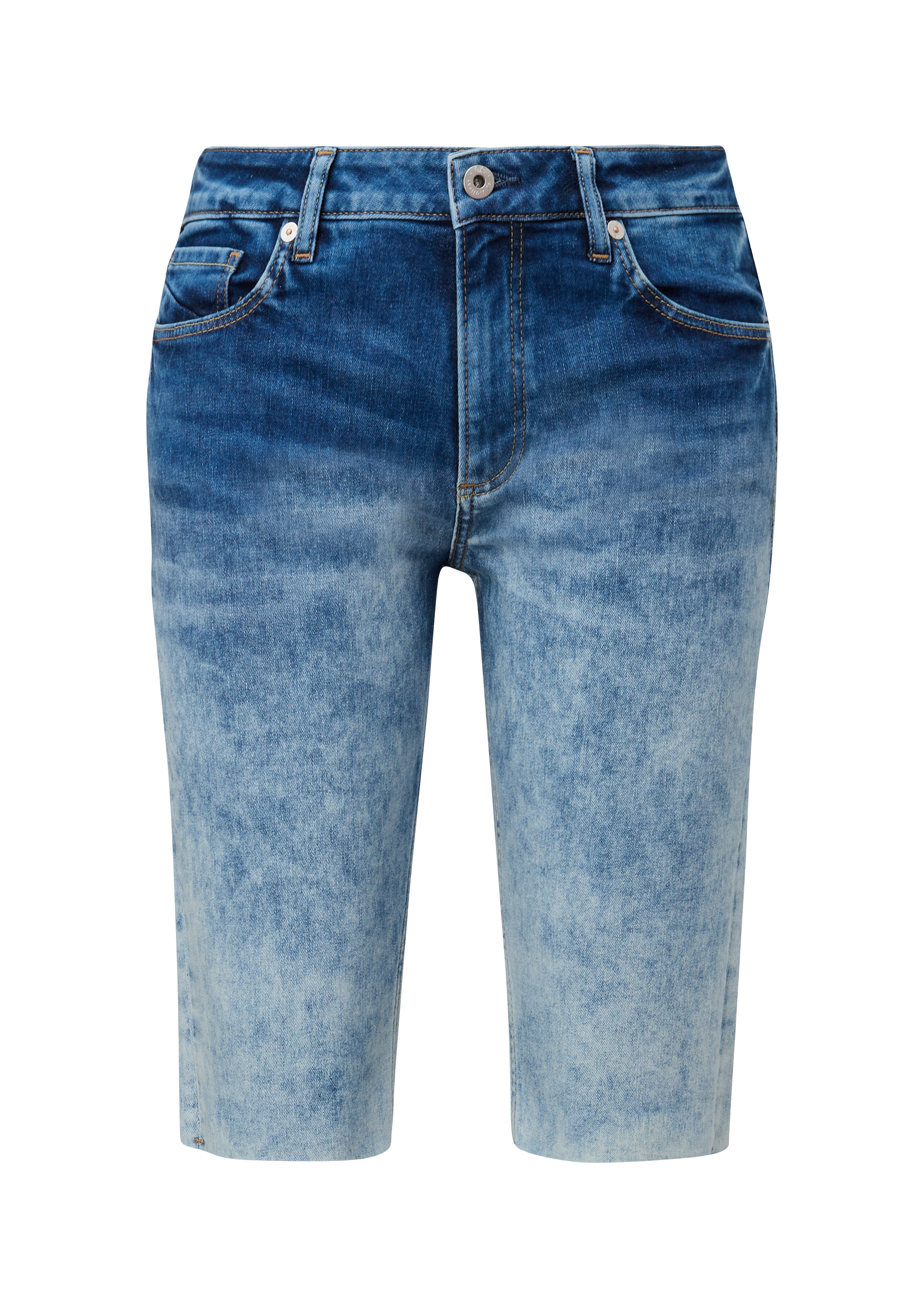 QS - Bermuda-Jeans Catie / Slim Fit / Mid Rise / Slim Leg, Damen, blau