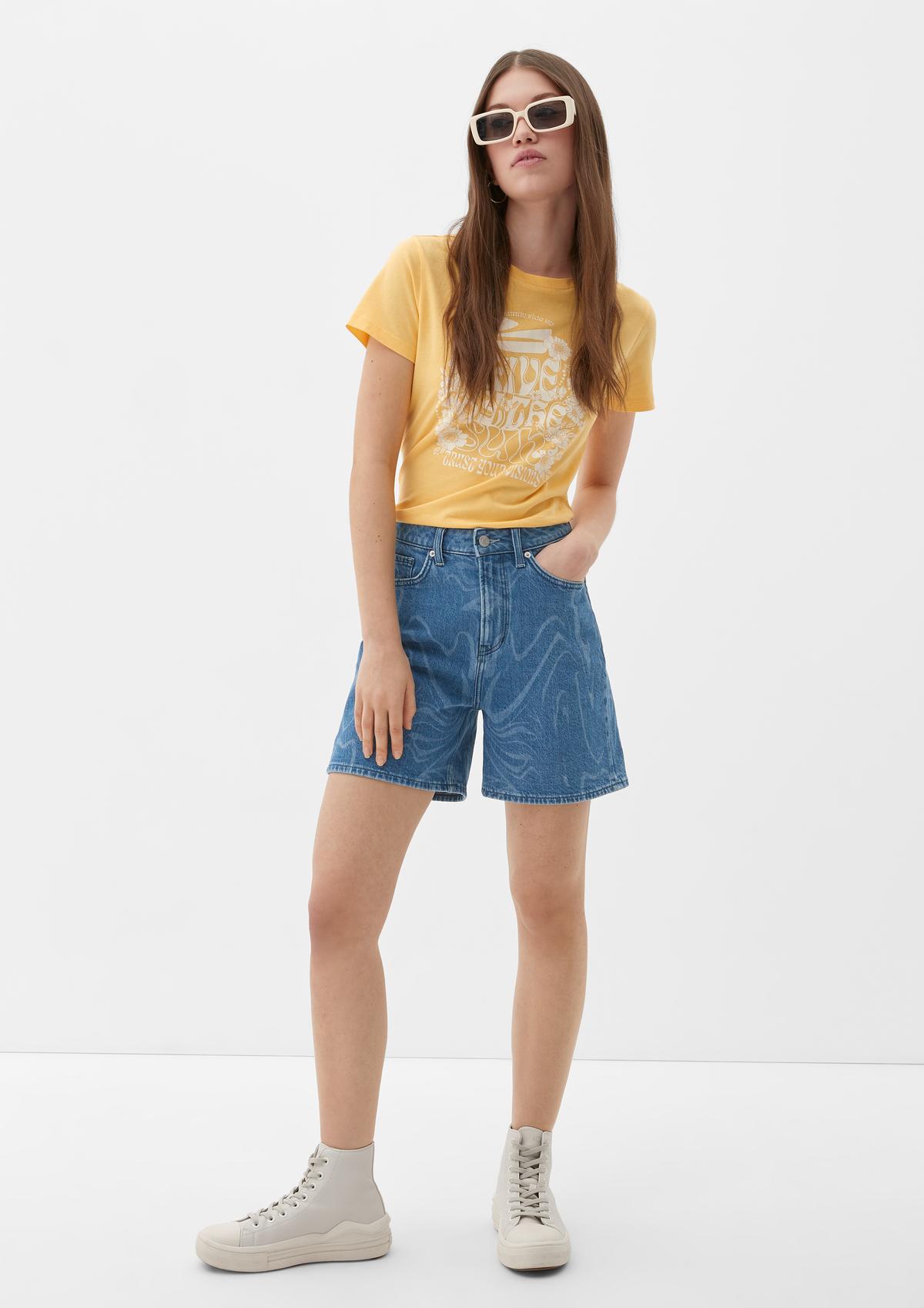 s.Oliver Jeans-Shorts Mom / Relaxed Fit / High Rise / Straight Leg / Allover-Muster