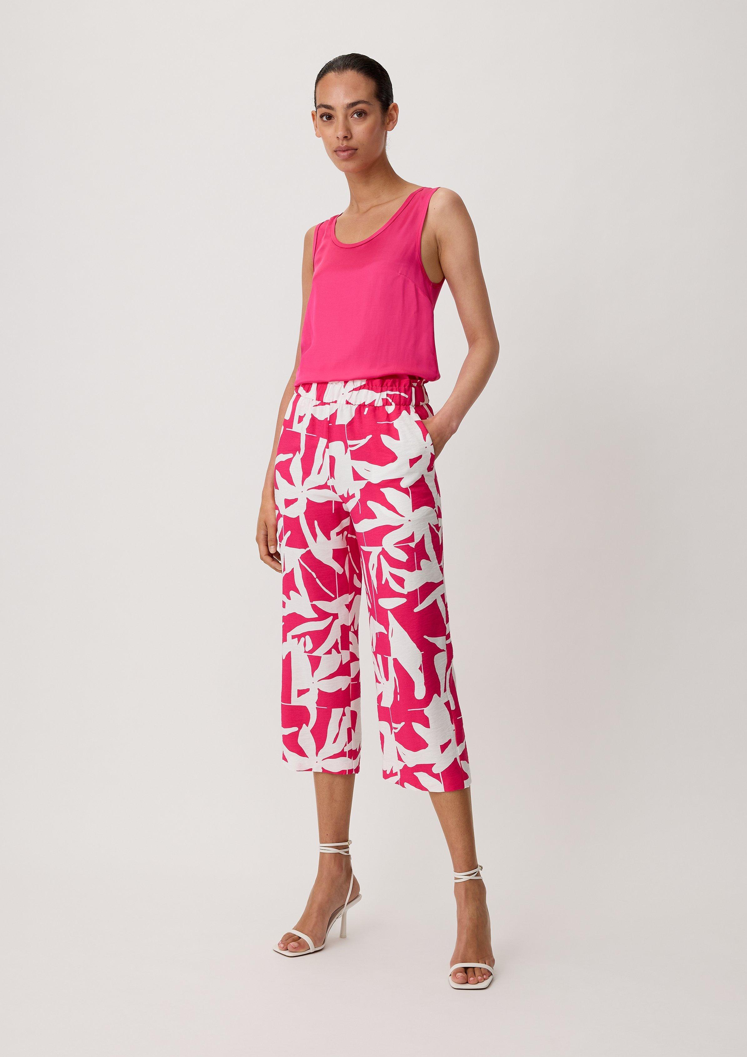 Loose: Hose mit Allover-Print - pink | Comma