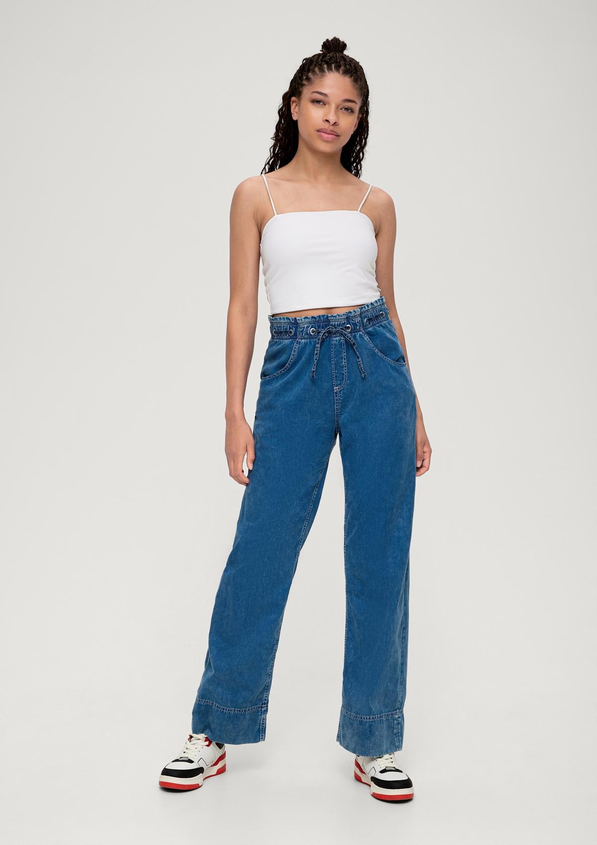 Relaxed fit: denim paper bag trousers - royal blue