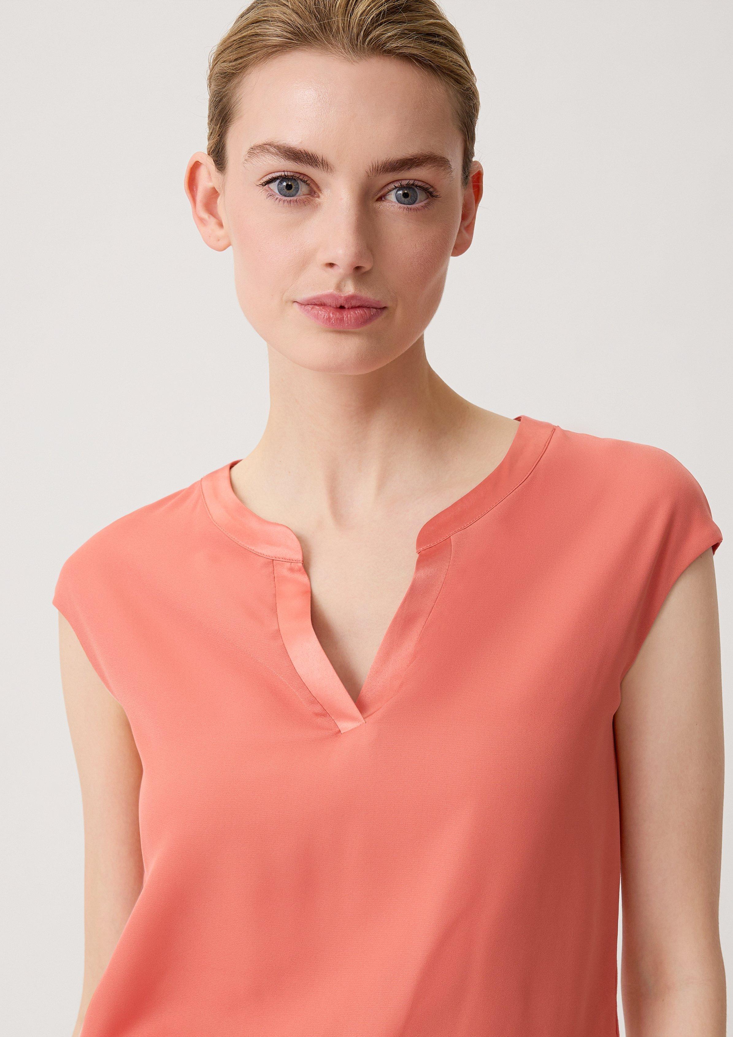Blouse top in a mix of materials - coral | Comma
