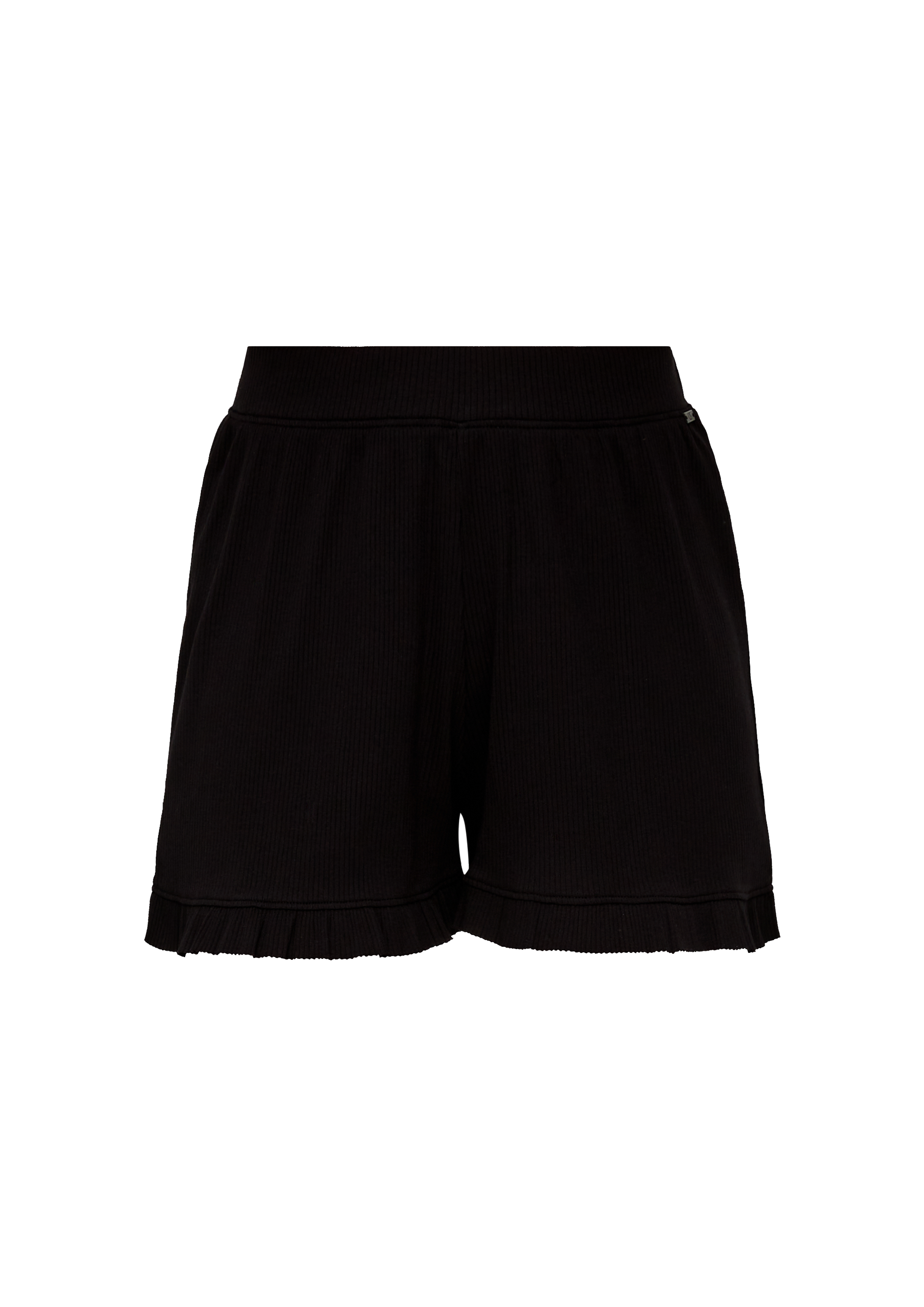 QS - Regular: Shorts aus Rippware, Damen, schwarz